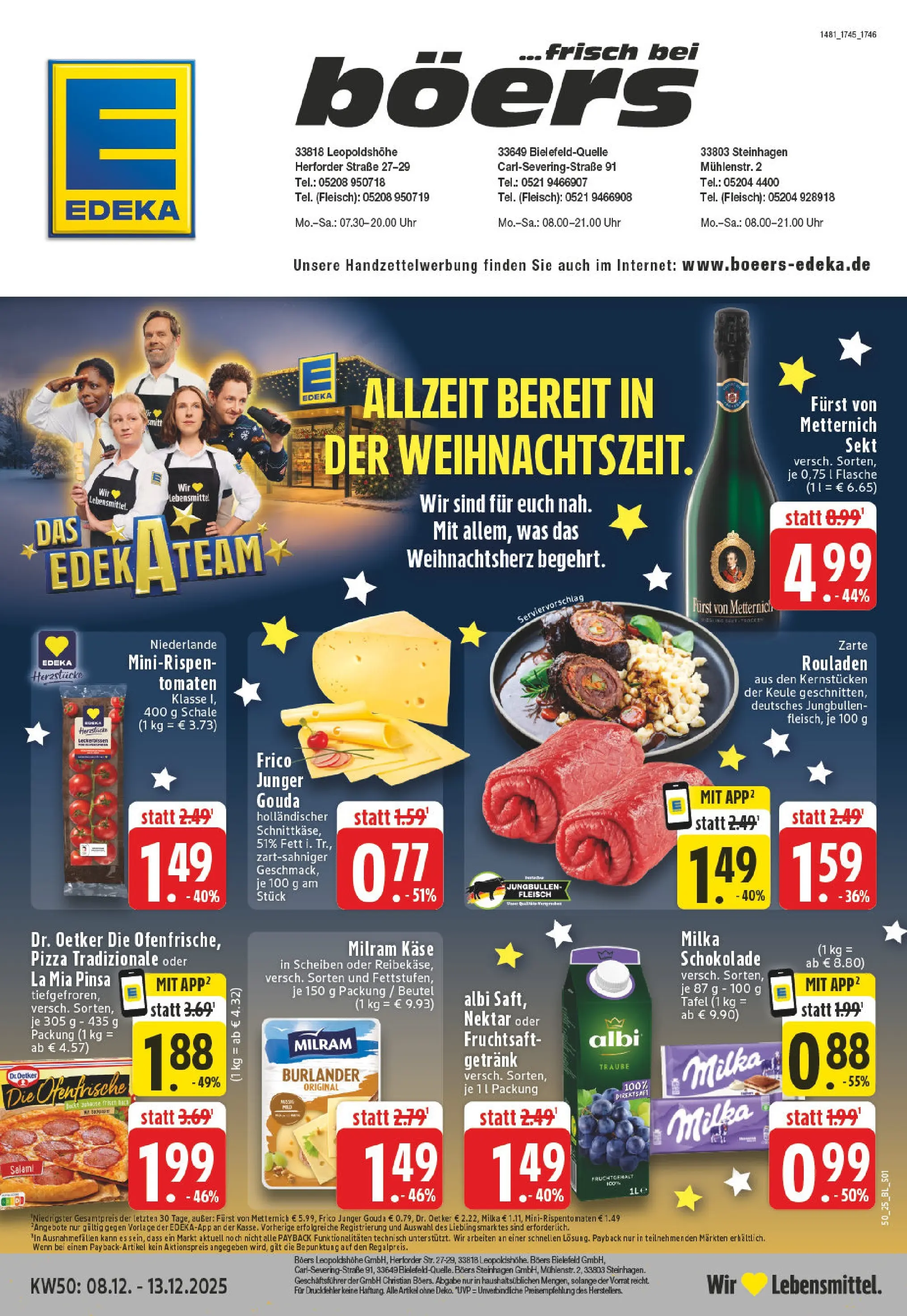 Edeka prospekt Steinhagen	 (ab 07.12.2025) » Angebote Online | Seite: 1 | Produkte: Furst von metternich, Milka schokolade, Milka, Ofenfrische
