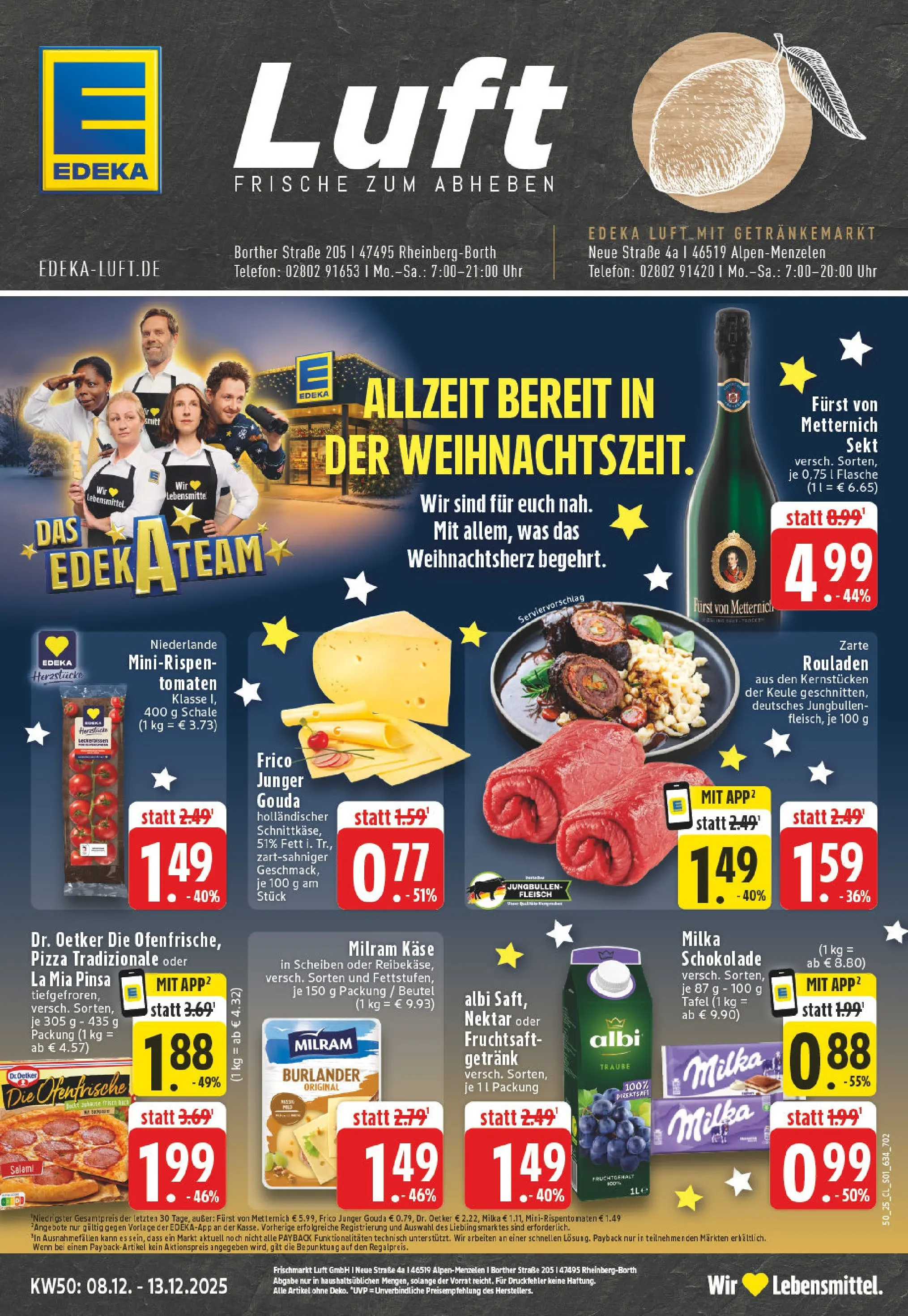 Edeka prospekt Rheinberg - Borth	 (ab 07.12.2025) » Angebote Online | Seite: 1 | Produkte: Tomaten, Milram, Telefon, Uhr