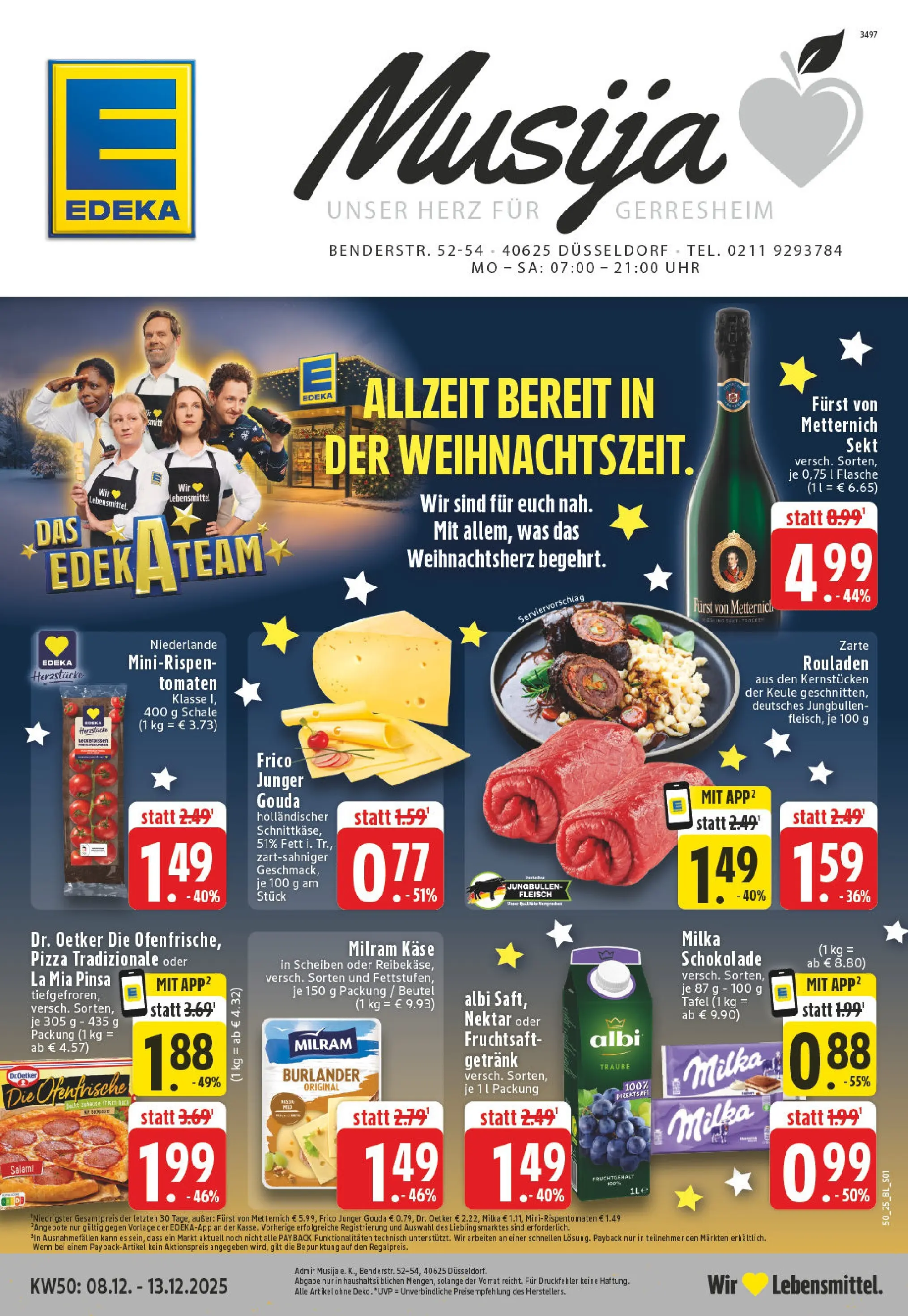 Edeka prospekt Düssseldorf	 (ab 07.12.2025) » Angebote Online | Seite: 1 | Produkte: Furst von metternich, Ofenfrische, Milram, Salami