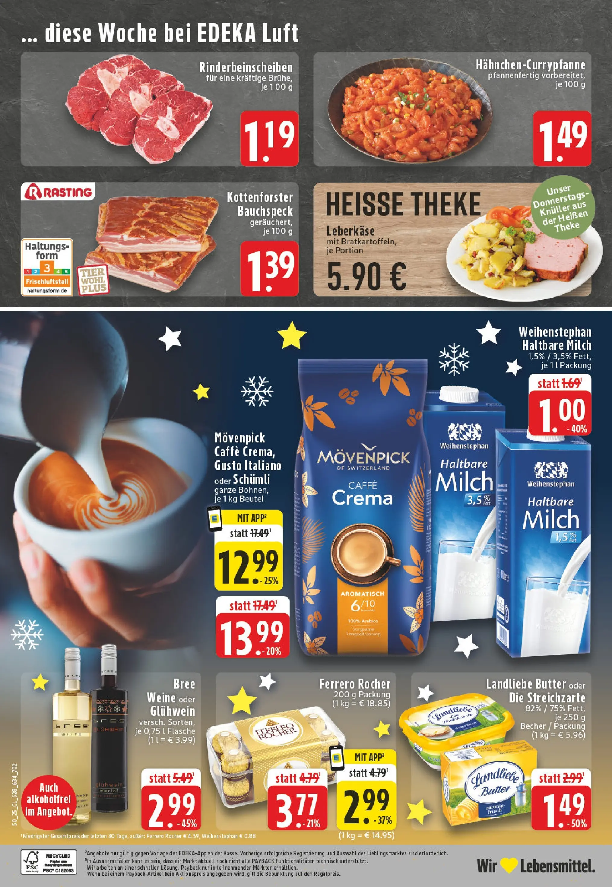 Edeka prospekt Rheinberg - Borth	 (ab 07.12.2025) » Angebote Online | Seite: 30 | Produkte: Ferrero rocher, Milch, Landliebe butter, Leberkase