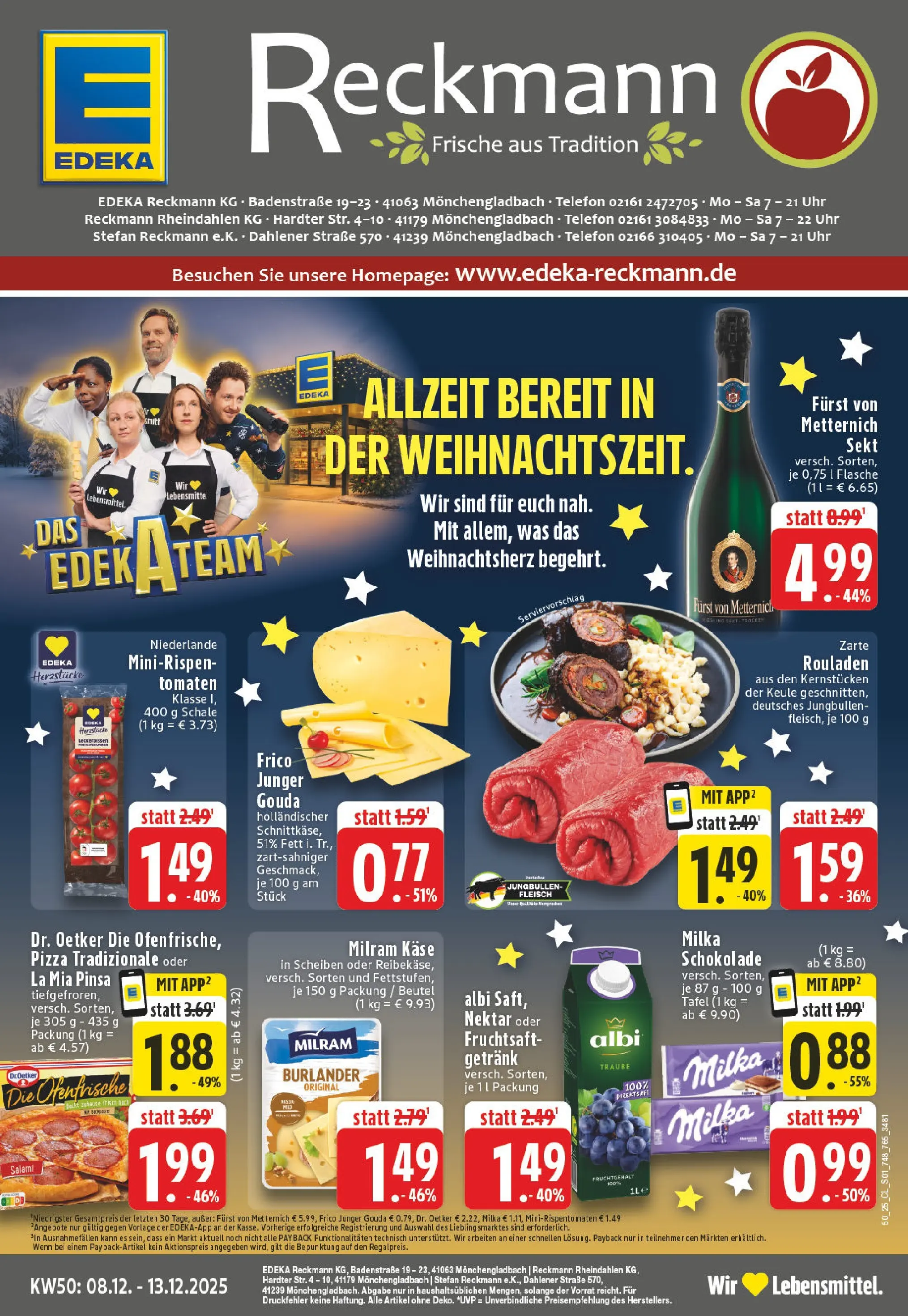Edeka prospekt Mönchengladbach-Rheydt	 (ab 07.12.2025) » Angebote Online | Seite: 1 | Produkte: Käse, Milka, Fruchtsaft, Fleisch