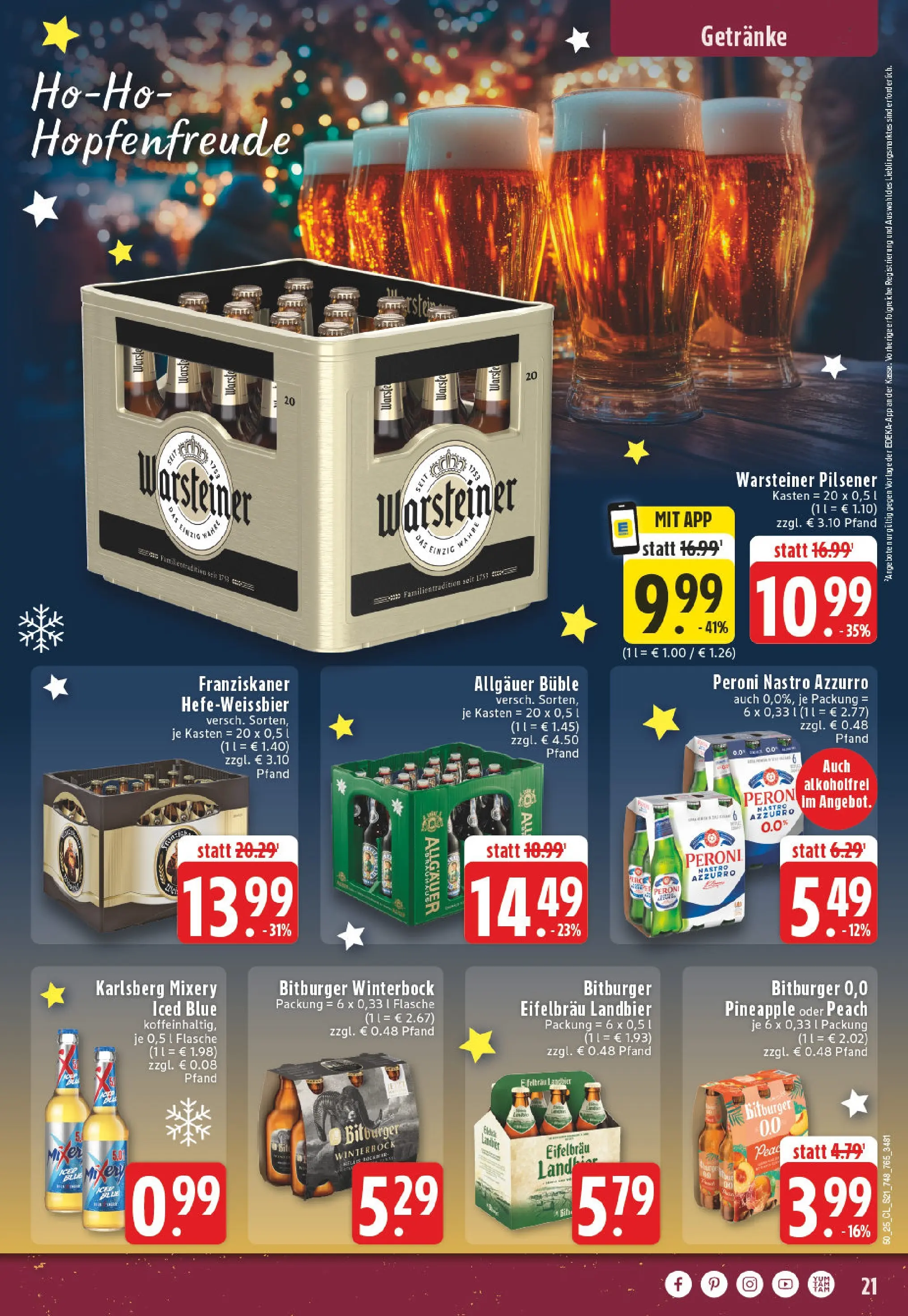 Edeka prospekt Mönchengladbach-Rheydt	 (ab 07.12.2025) » Angebote Online | Seite: 21 | Produkte: Bitburger, Franziskaner, Warsteiner, Mixery