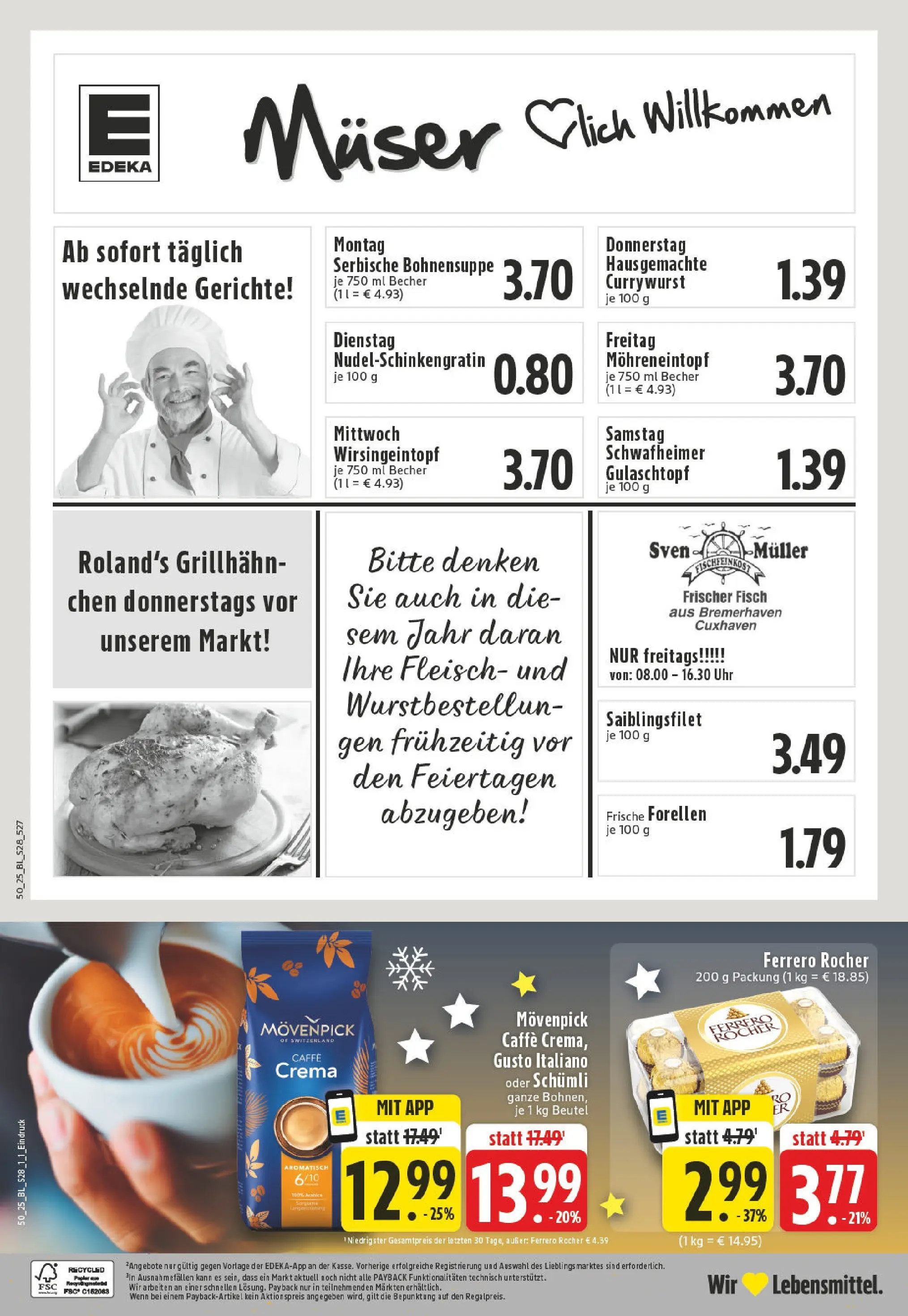 Edeka prospekt Moers	 (ab 07.12.2025) » Angebote Online | Seite: 30 | Produkte: Ferrero rocher, Fisch, Fleisch, Uhr