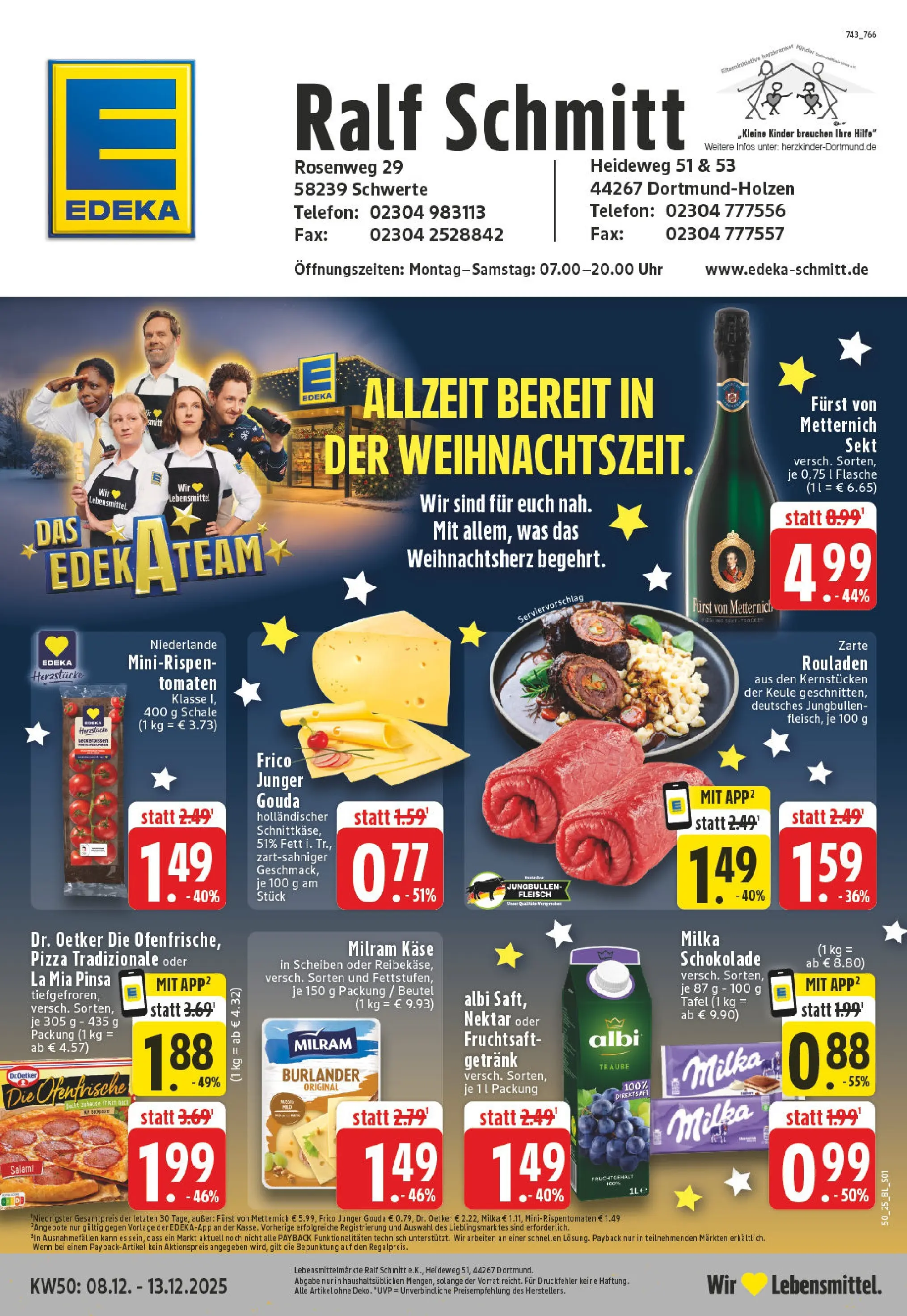 Edeka prospekt Schwerte - Holzen	 (ab 07.12.2025) » Angebote Online | Seite: 1 | Produkte: Milka, Salami, Fleisch, Uhr