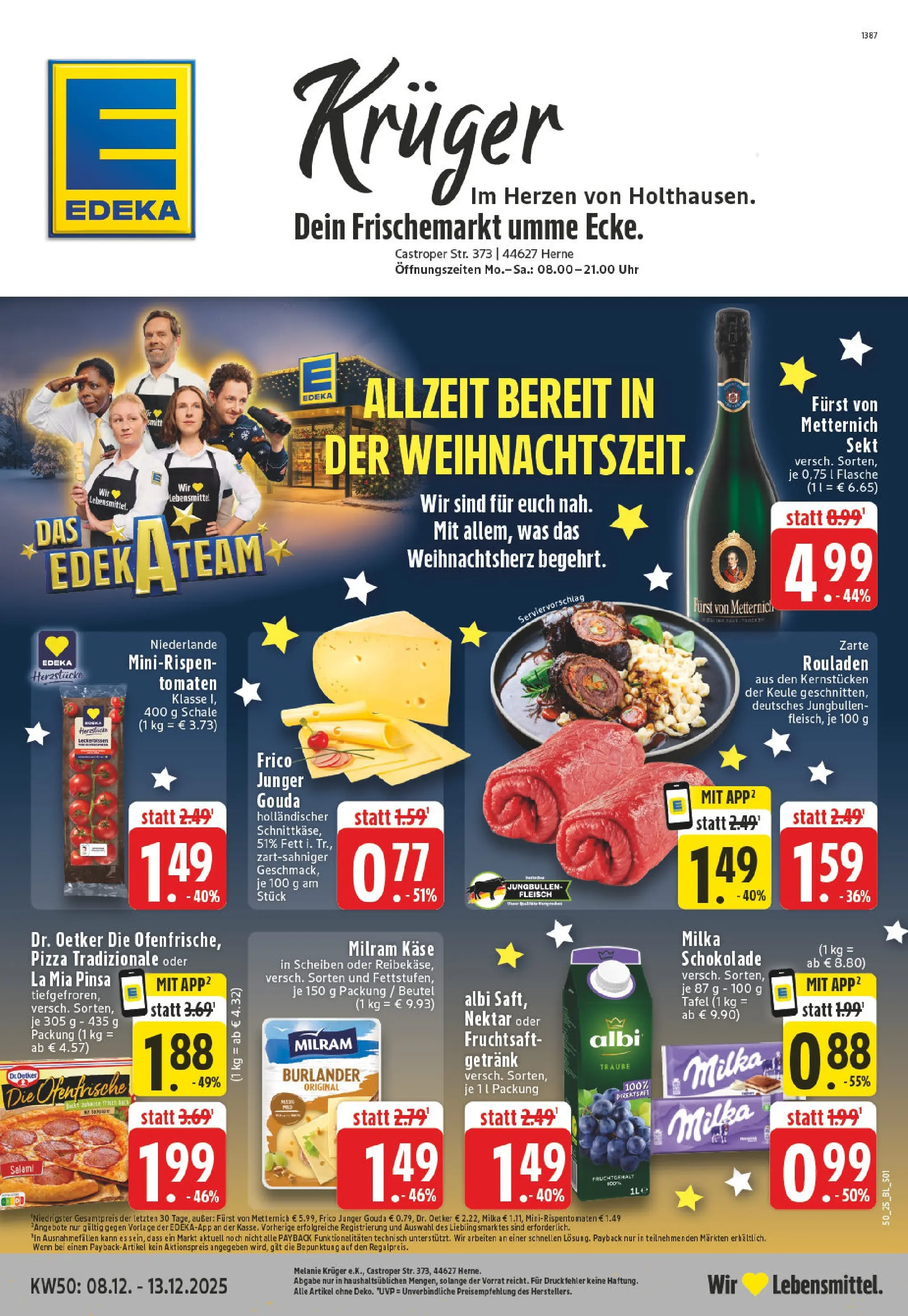 Edeka prospekt Herne	 (ab 07.12.2025) » Angebote Online | Seite: 1 | Produkte: Schokolade, Milka schokolade, Salami, Fleisch