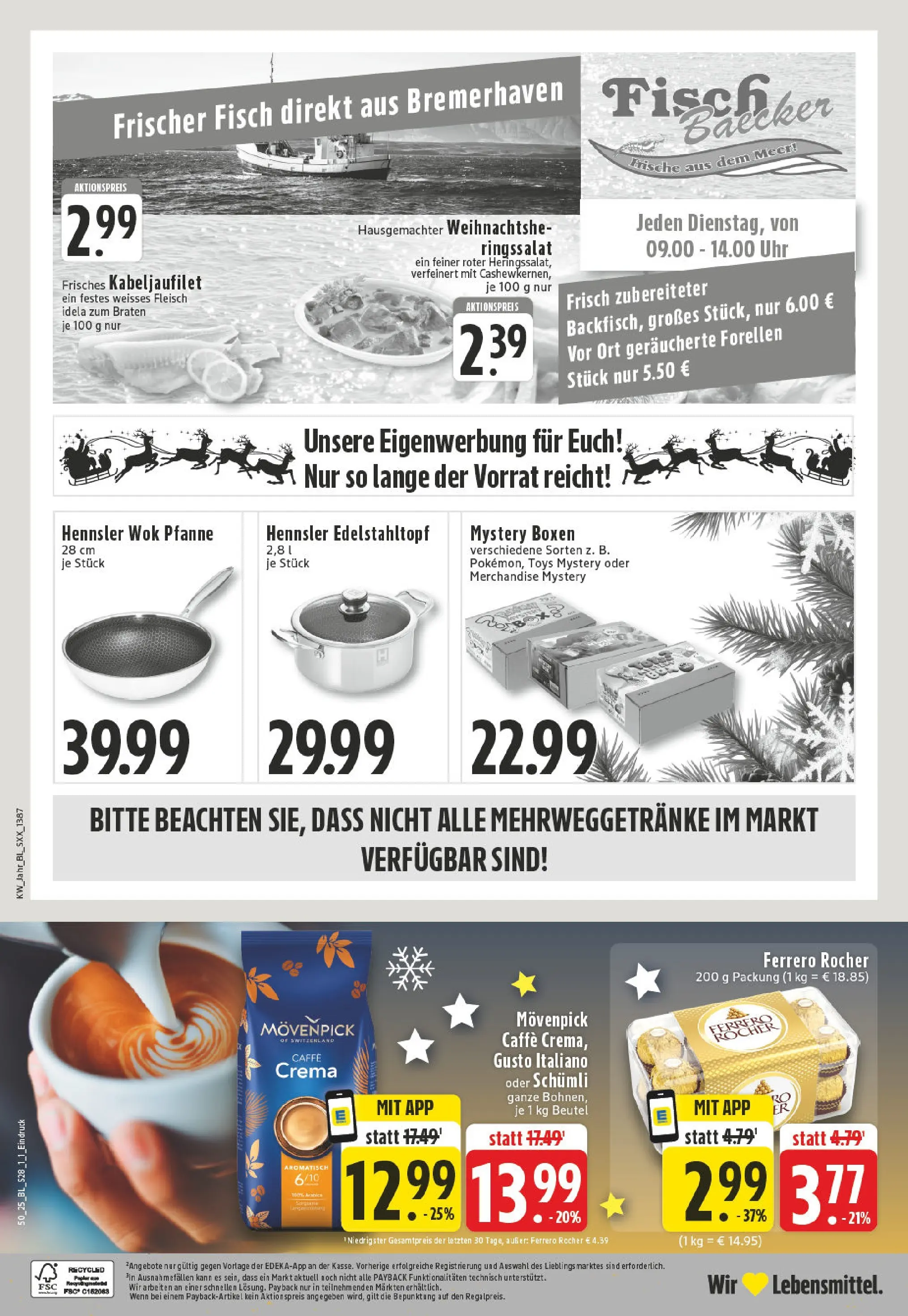 Edeka prospekt Herne	 (ab 07.12.2025) » Angebote Online | Seite: 30 | Produkte: Ferrero rocher, Fisch, Wok, Uhr