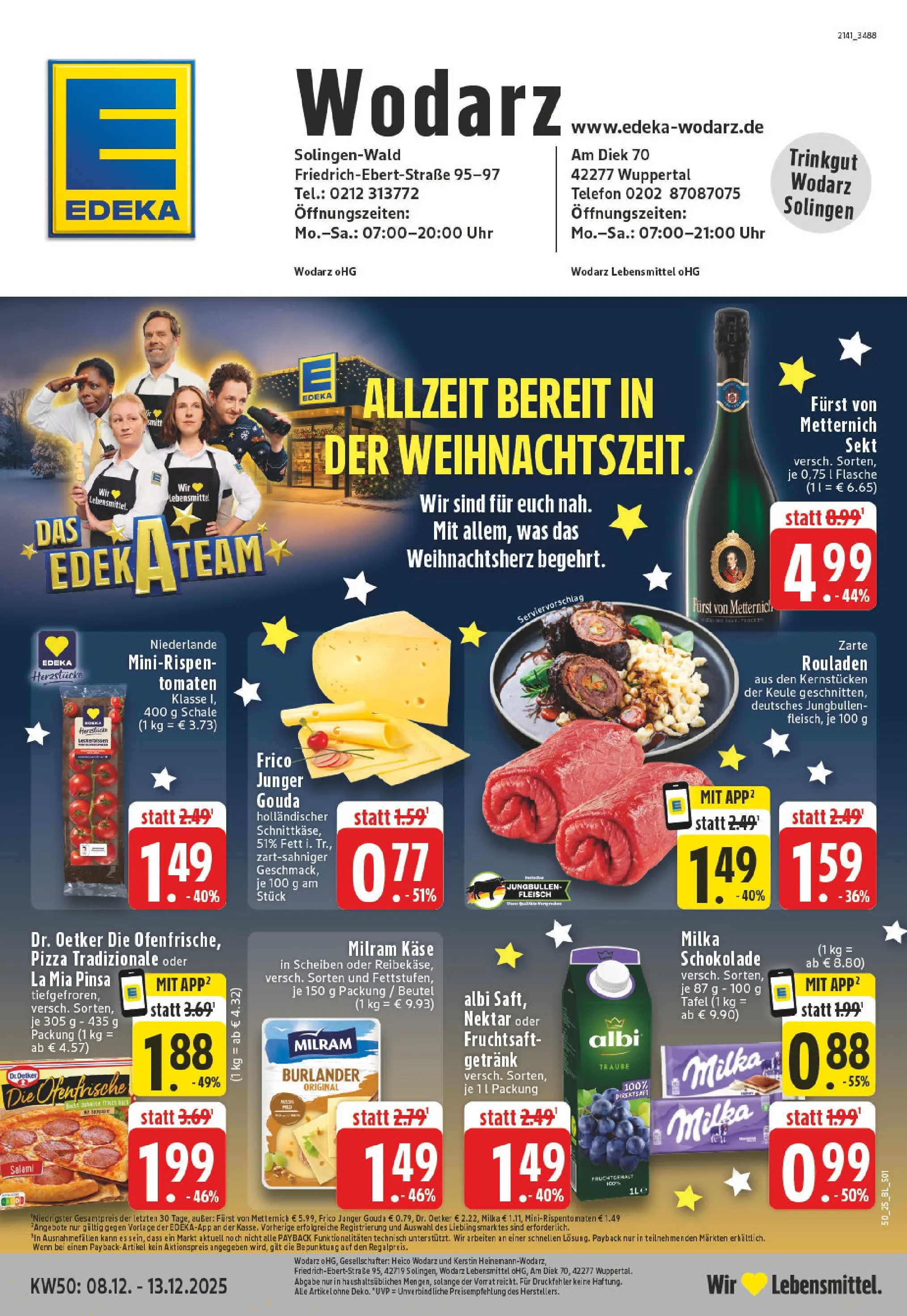 Edeka prospekt Solingen-Wald	 (ab 07.12.2025) » Angebote Online | Seite: 1 | Produkte: Käse, Sekt, Milram, Fruchtsaft