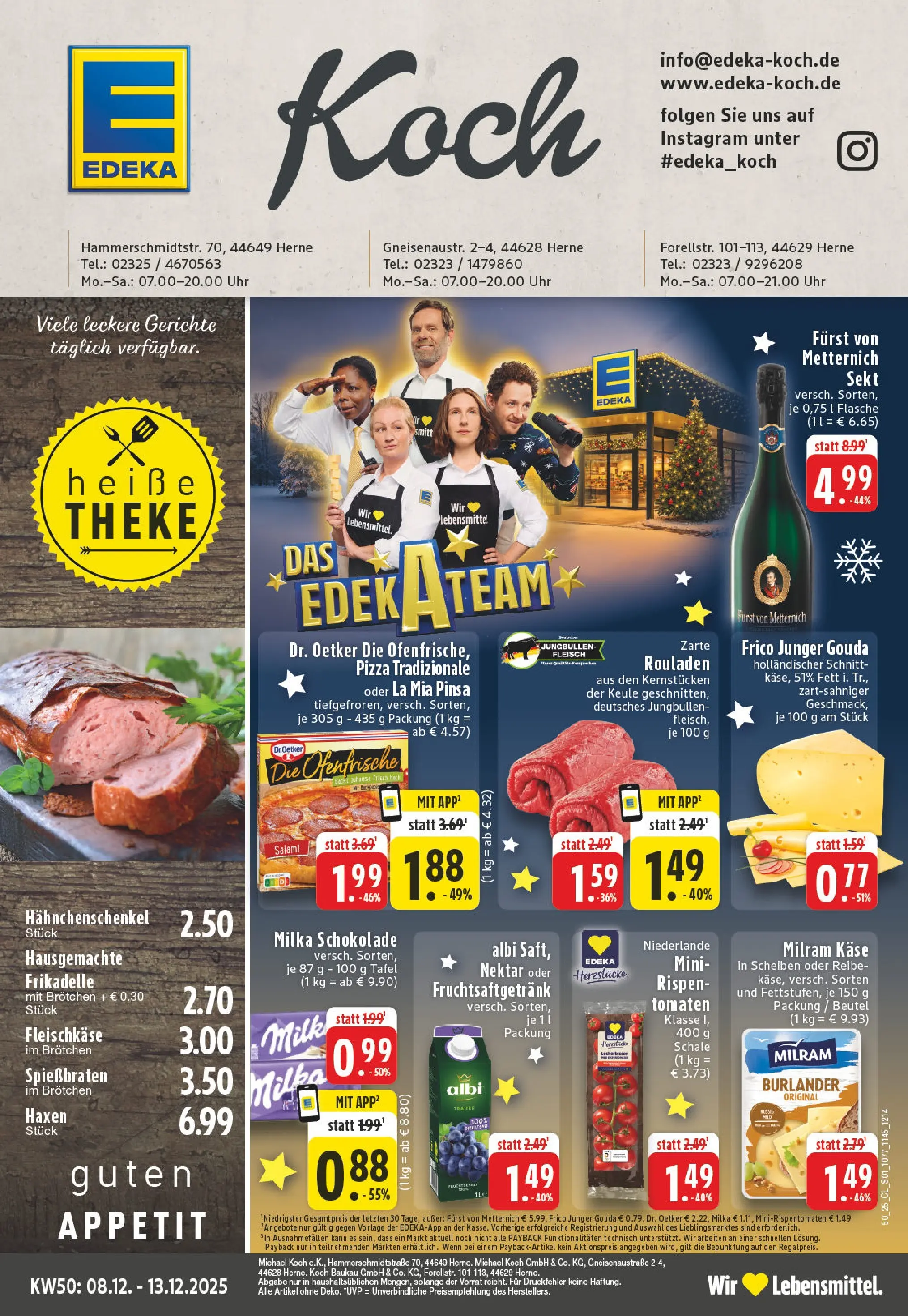 Edeka prospekt Herne	 (ab 07.12.2025) » Angebote Online | Seite: 1 | Produkte: Hahnchenschenkel, Käse, Sekt, Ofenfrische