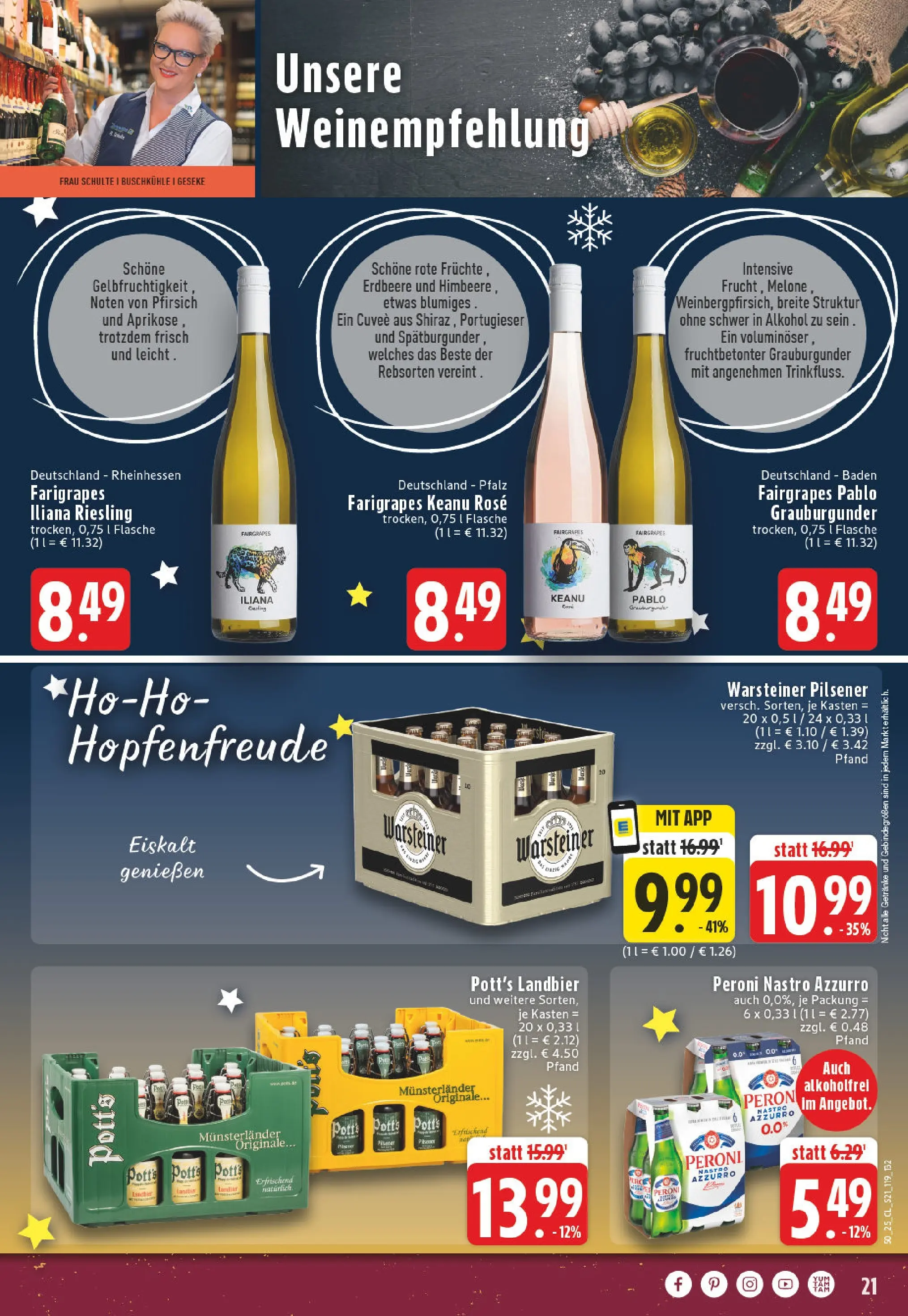 Edeka prospekt Geseke	 (ab 07.12.2025) » Angebote Online | Seite: 21 | Produkte: Warsteiner, Pfirsich, Himbeere