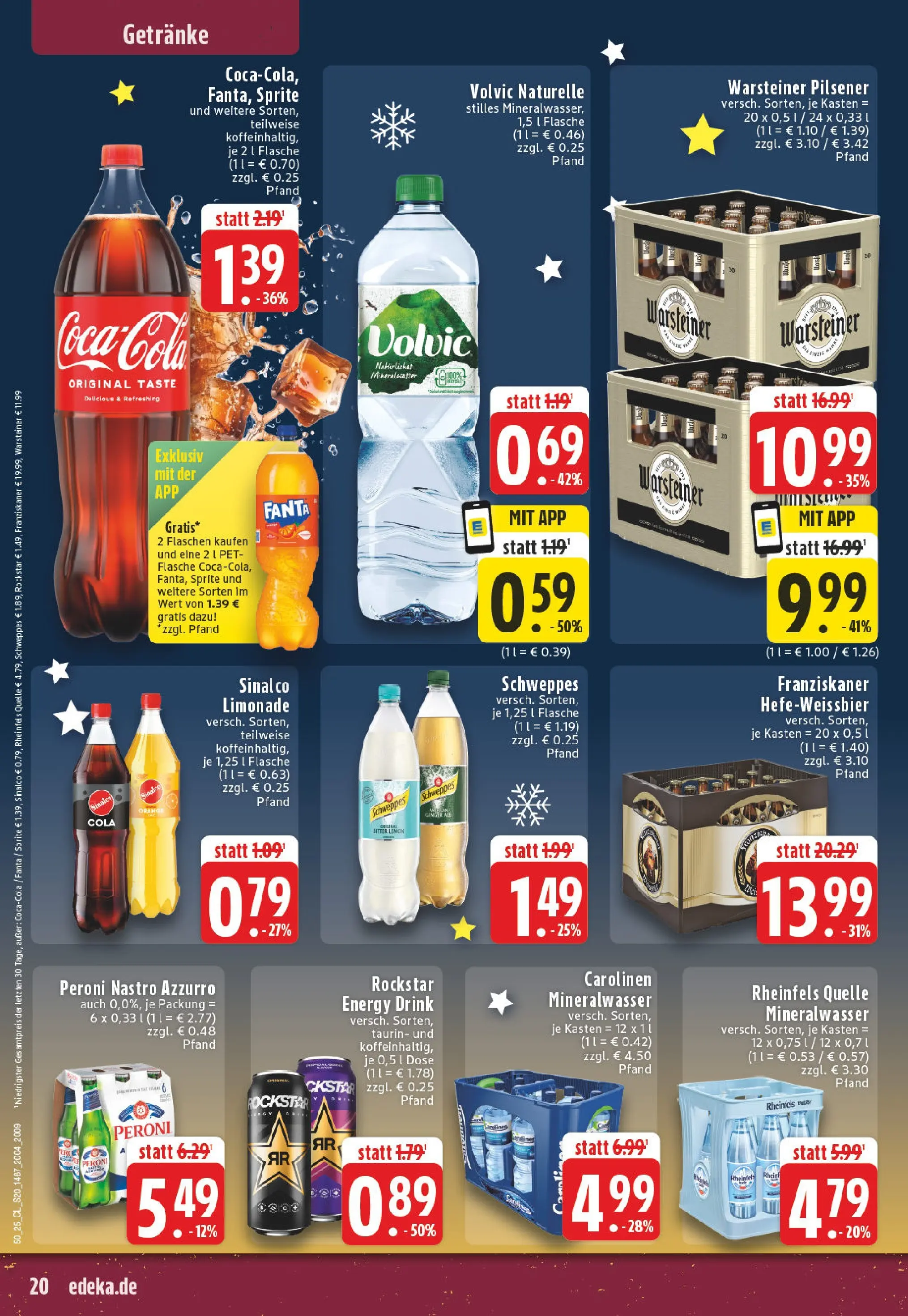 Edeka prospekt Erwitte	 (ab 07.12.2025) » Angebote Online | Seite: 20 | Produkte: Rockstar energy, Schweppes, Volvic, Rheinfels quelle