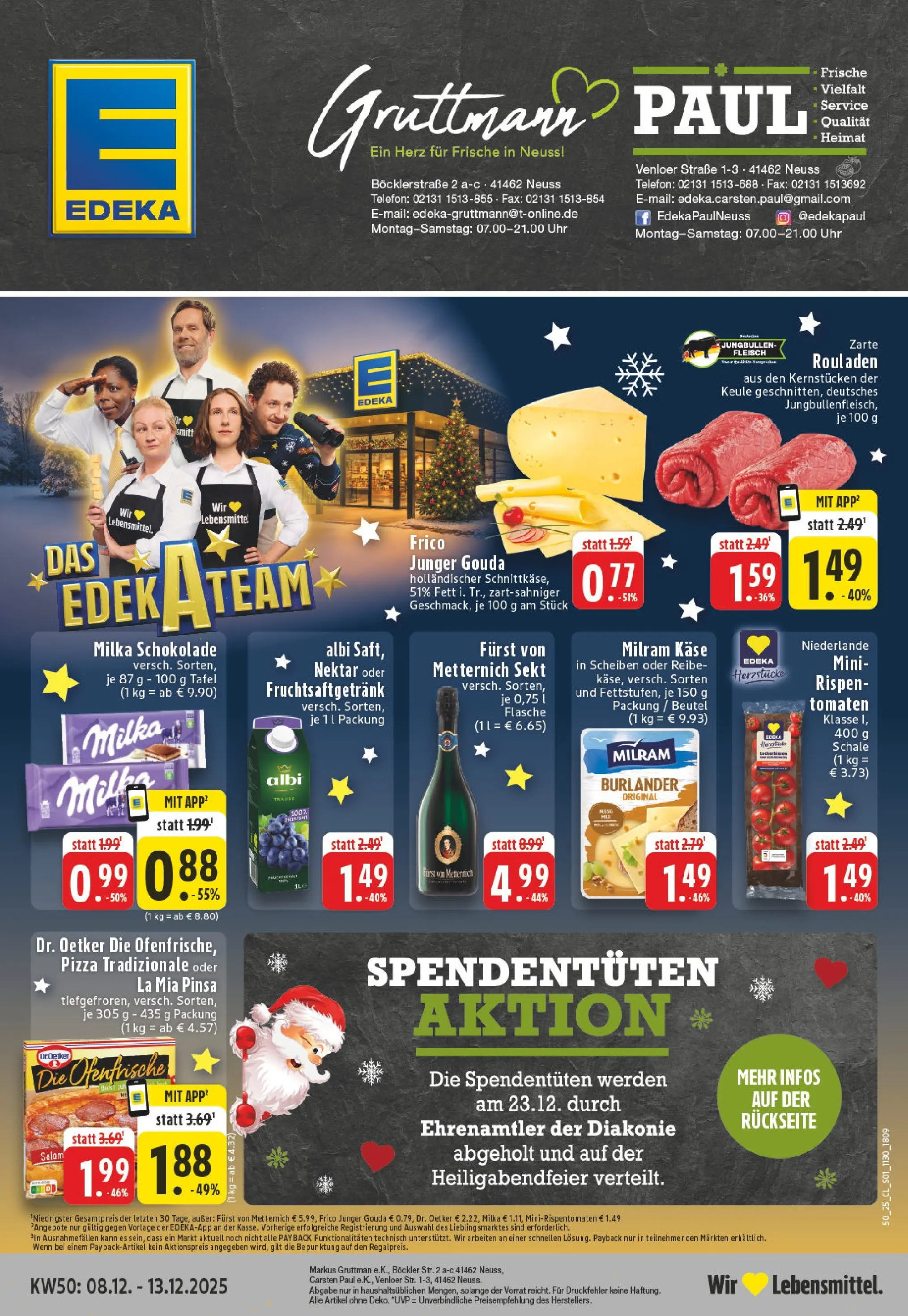 Edeka prospekt Neuss	 (ab 07.12.2025) » Angebote Online | Seite: 1 | Produkte: Furst von metternich, Milka, Pizza, Uhr