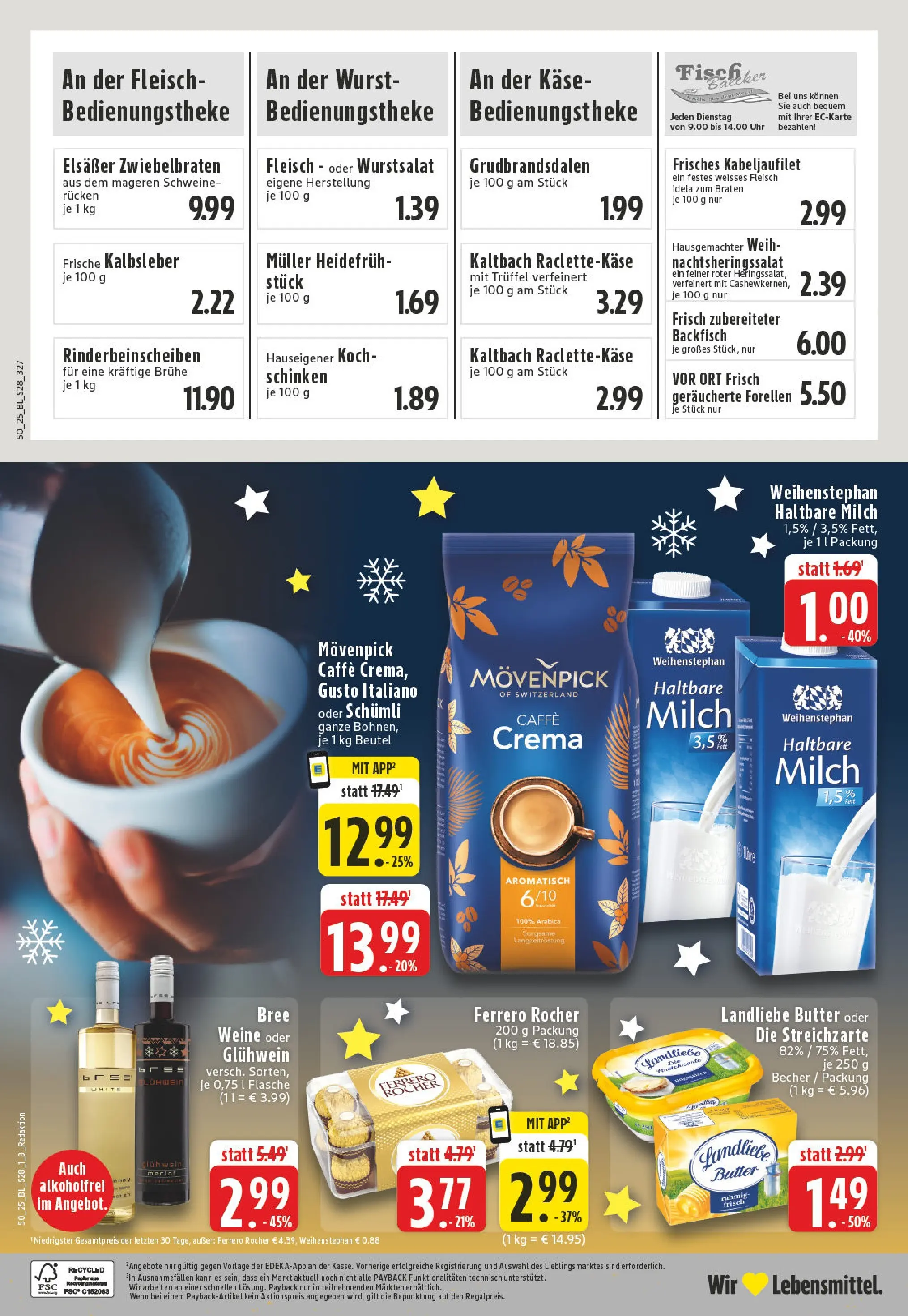 Edeka prospekt Dinslaken-Hiesfeld	 (ab 07.12.2025) » Angebote Online | Seite: 30 | Produkte: Bree, Landliebe butter, Schweinerucken, Fleisch