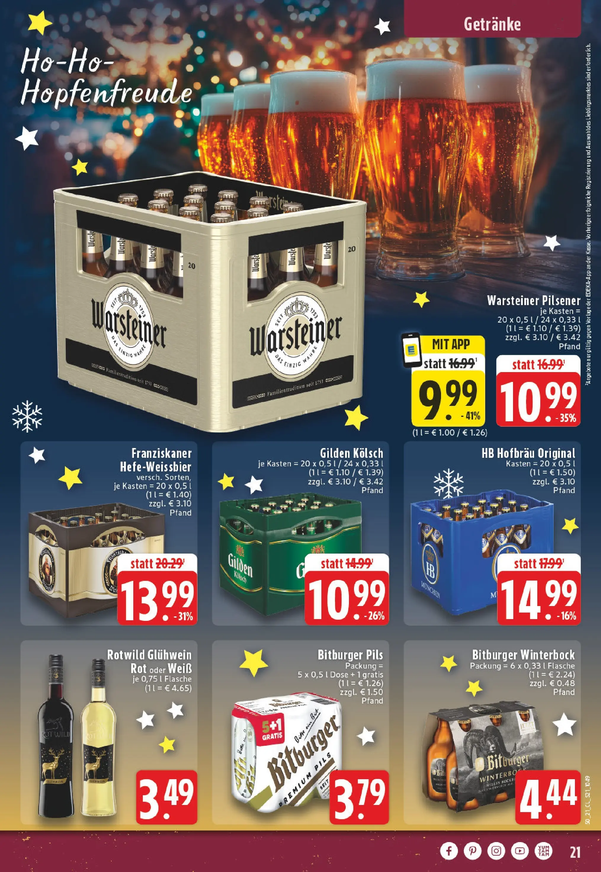 Edeka prospekt Kempenich	 (ab 07.12.2025) » Angebote Online | Seite: 21 | Produkte: Bitburger, Franziskaner, Pils, Warsteiner