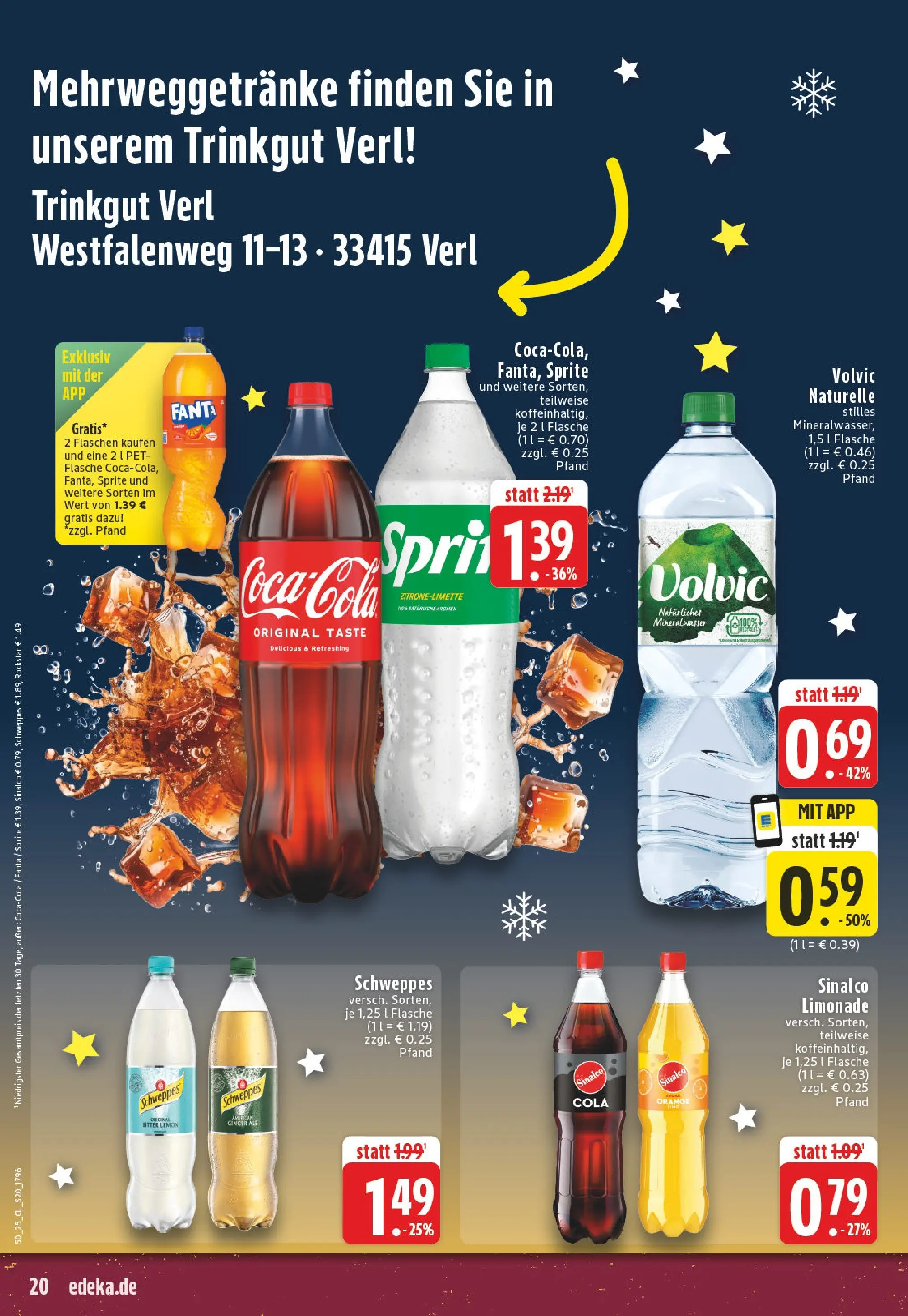 Edeka prospekt Verl	 (ab 07.12.2025) » Angebote Online | Seite: 20 | Produkte: Sprite, Rockstar, Schweppes, Volvic