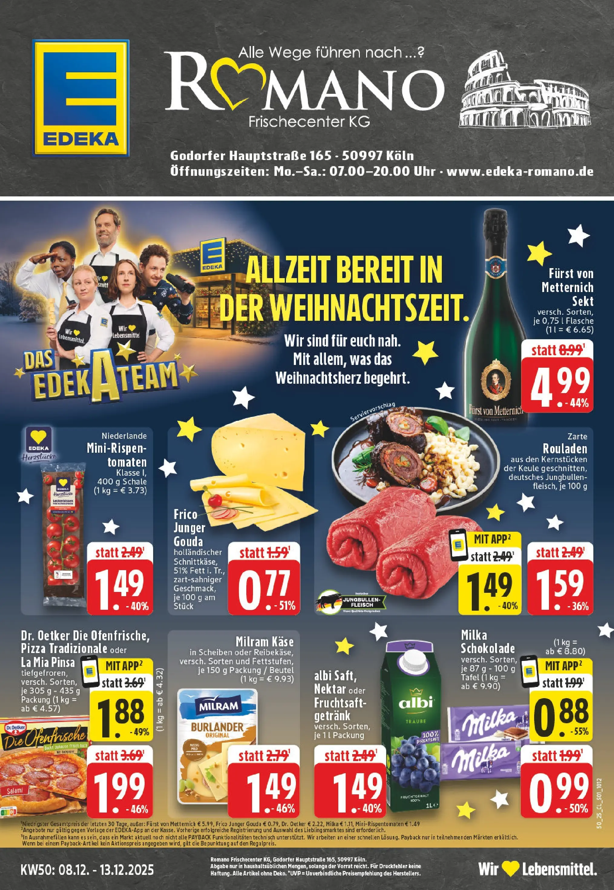 Edeka prospekt Köln-Godorf	 (ab 07.12.2025) » Angebote Online | Seite: 1 | Produkte: Furst von metternich, Sekt, Tomaten, Milram