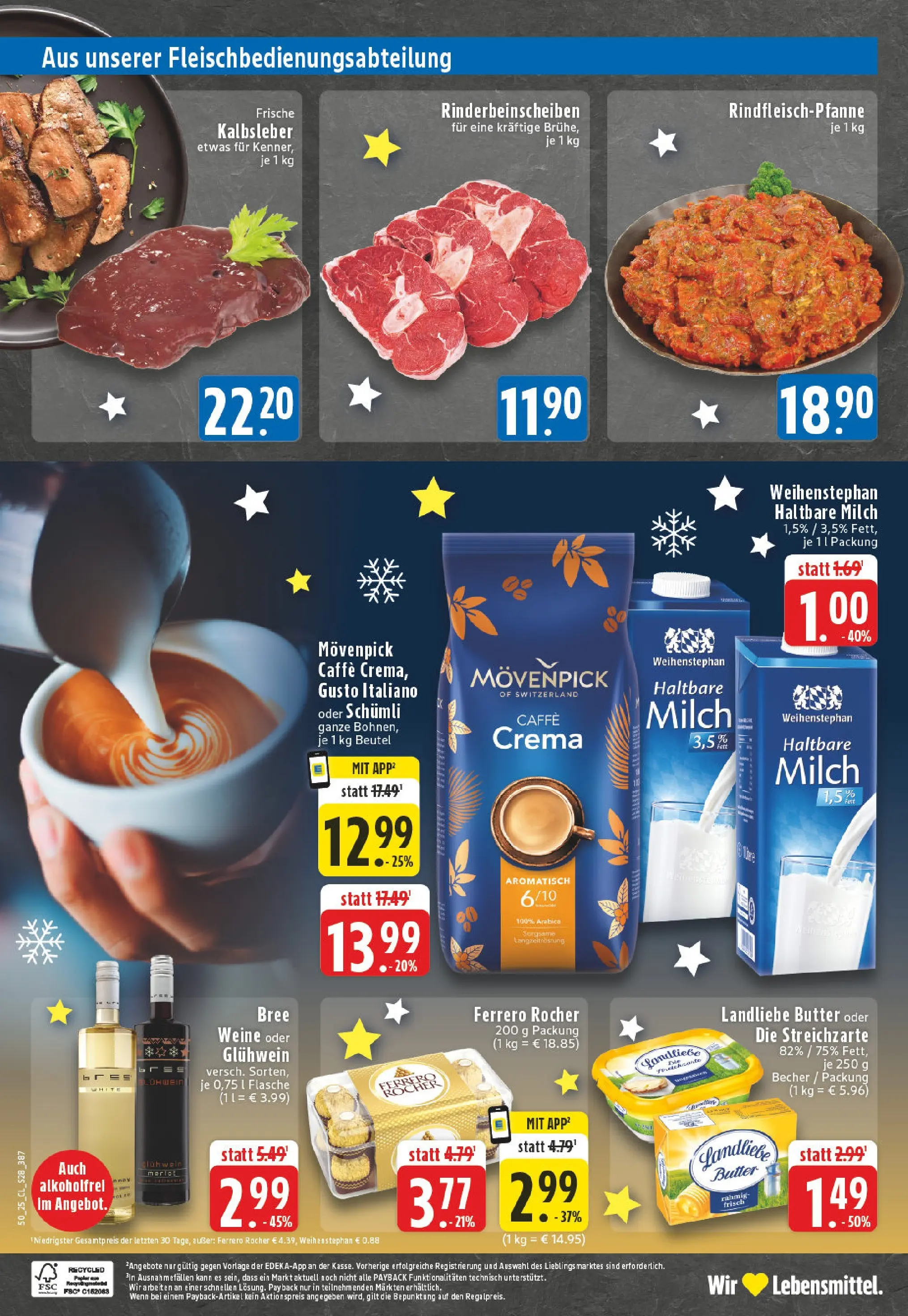 Edeka prospekt Bedburg Hau	 (ab 07.12.2025) » Angebote Online | Seite: 30 | Produkte: Ferrero rocher, Milch, Butter, Kalbsleber