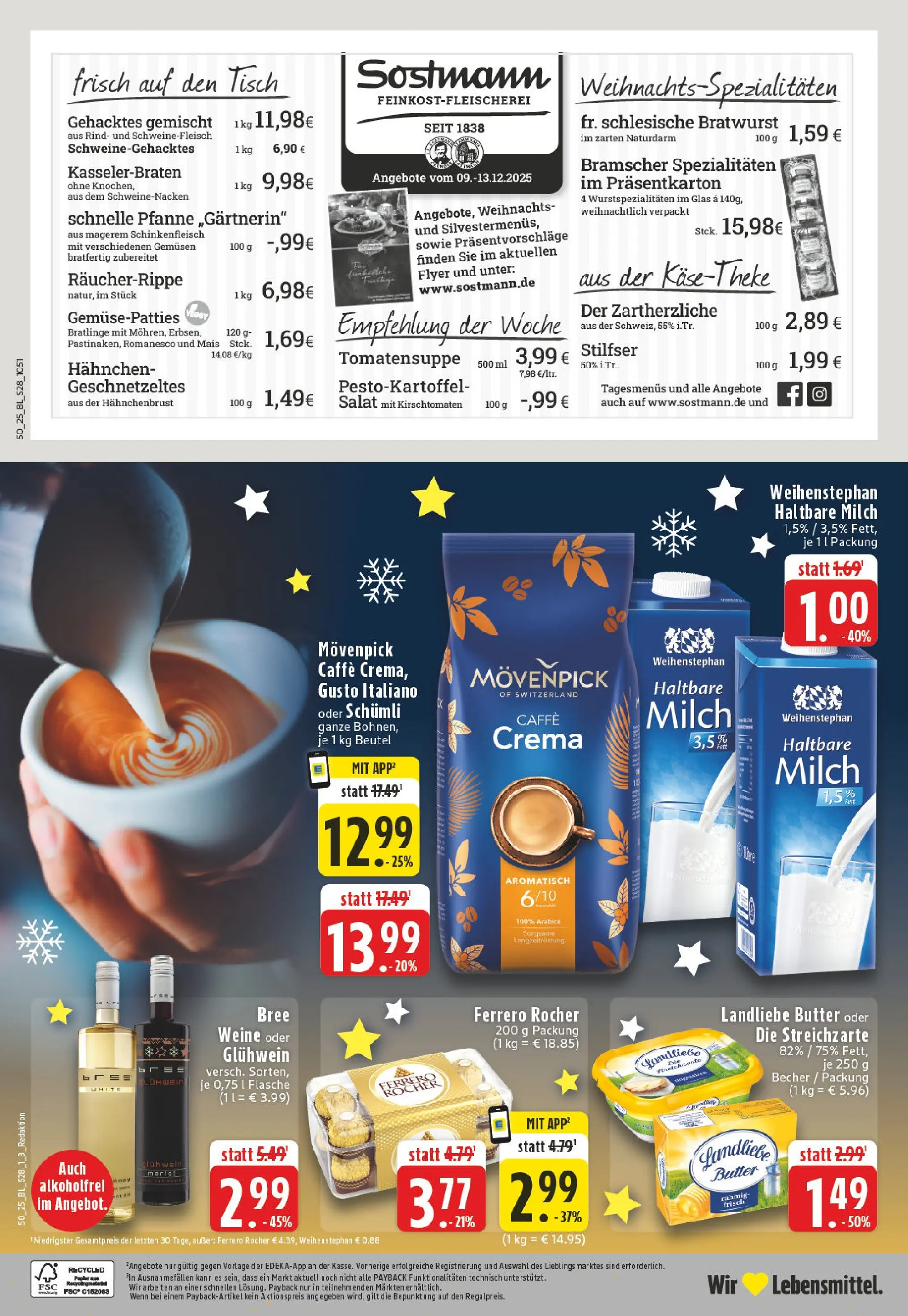 Edeka prospekt Lienen	 (ab 07.12.2025) » Angebote Online | Seite: 30 | Produkte: Ferrero rocher, Milch, Bratwurst, Landliebe butter