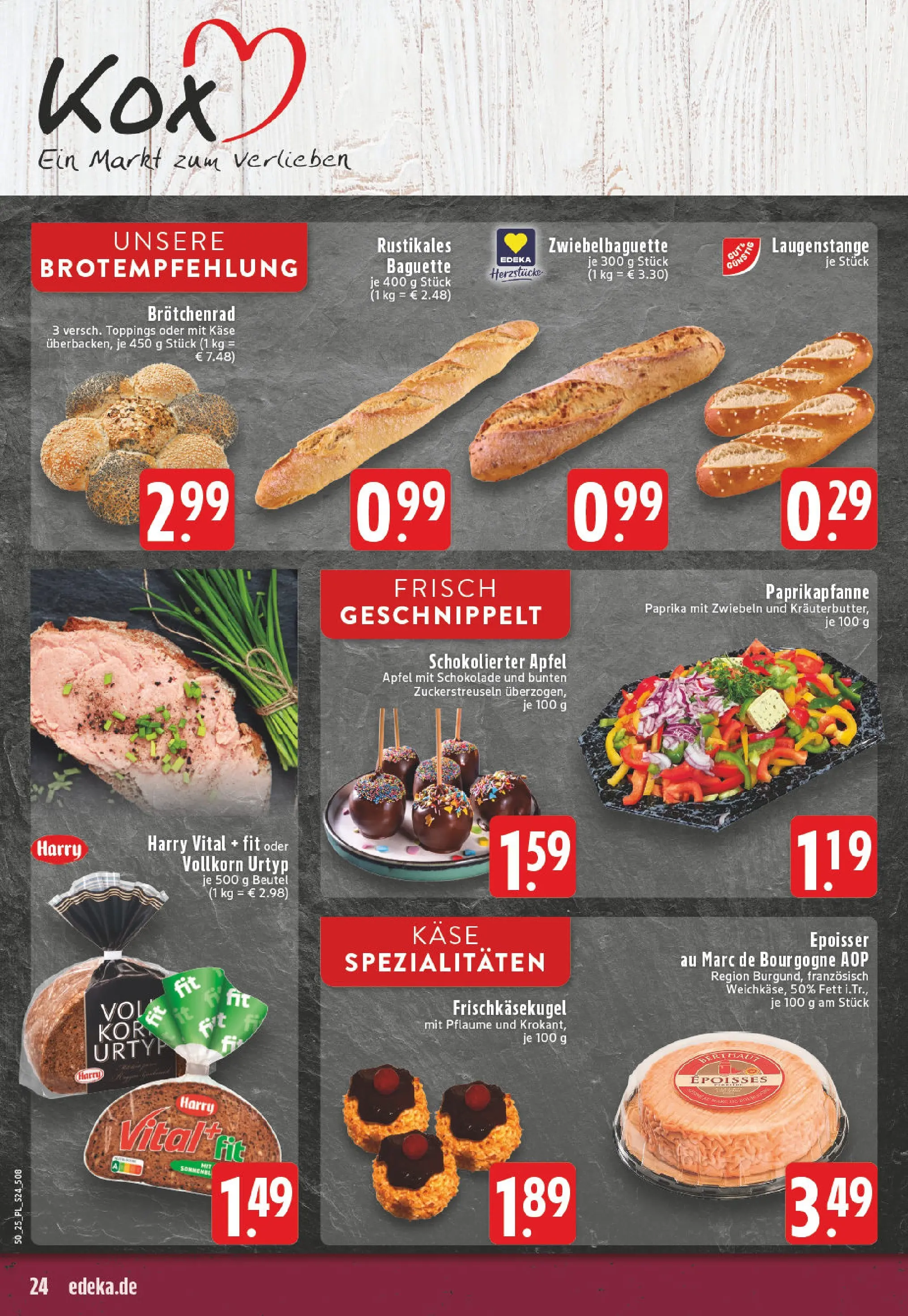 Edeka prospekt Kerken-Aldekerk	 (ab 07.12.2025) » Angebote Online | Seite: 24 | Produkte: Käse, Äpfel, Baguette, Paprika