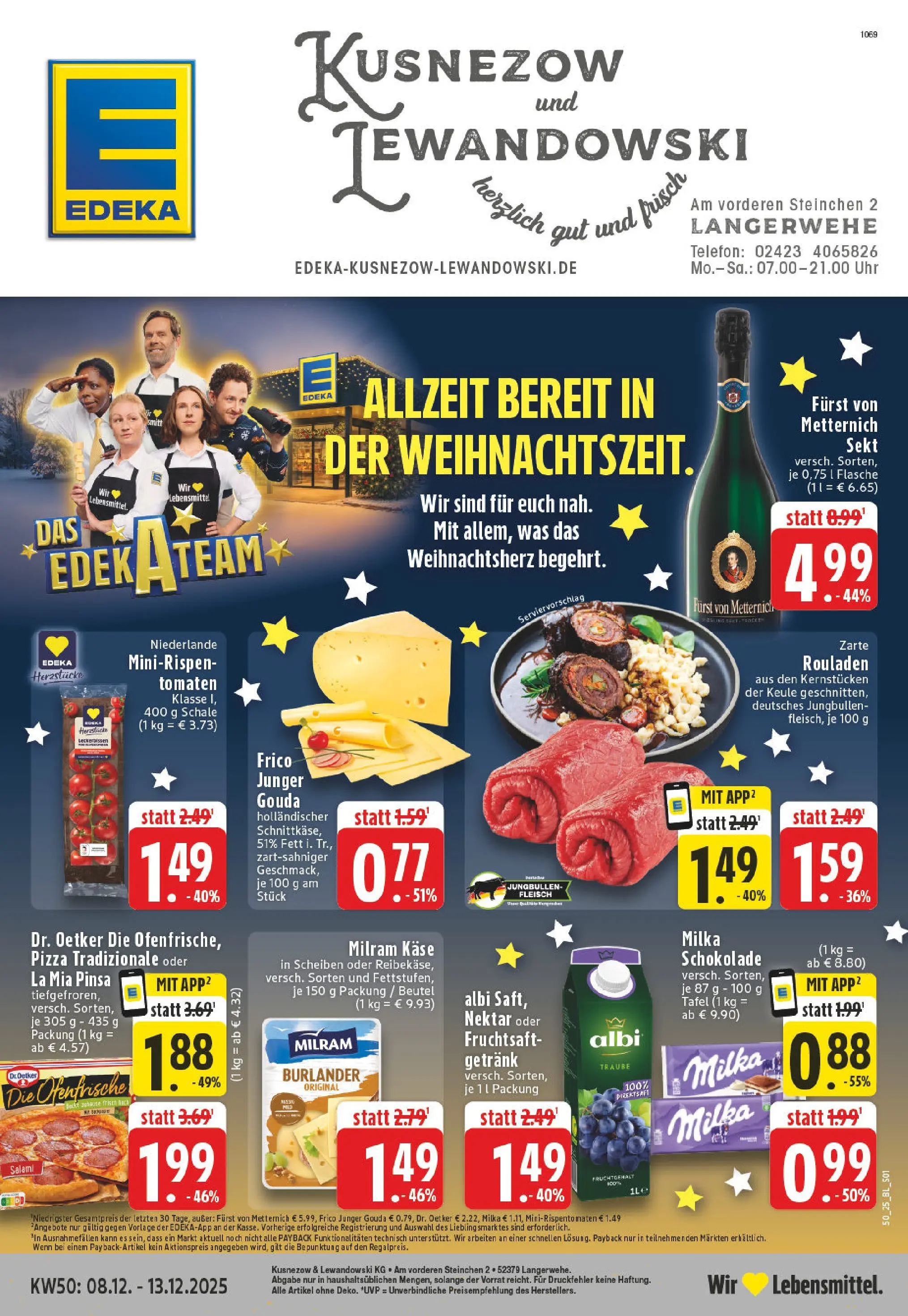 Edeka prospekt Langerwehe	 (ab 07.12.2025) » Angebote Online | Seite: 1 | Produkte: Käse, Schokolade, Pizza, Fleisch