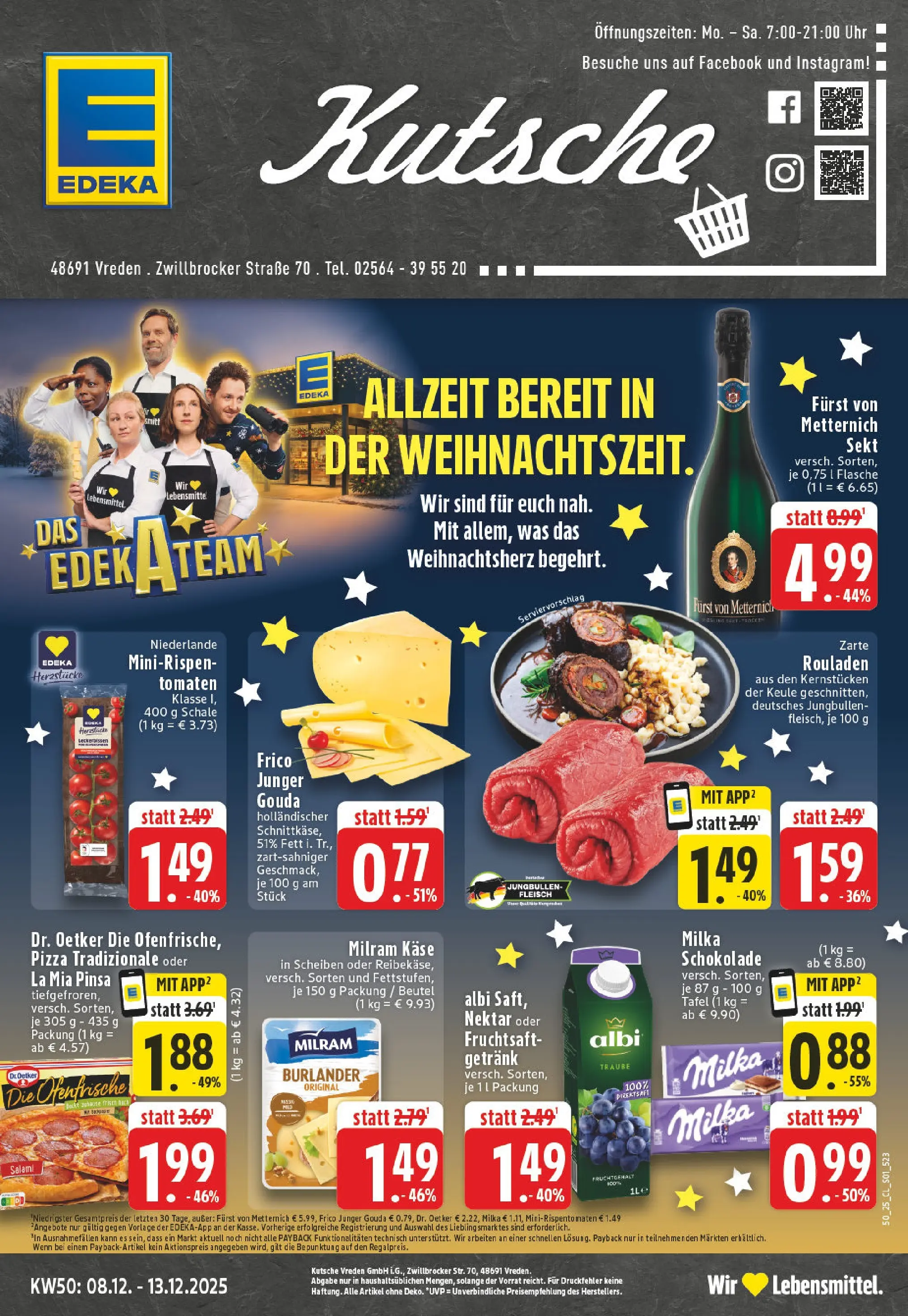 Edeka prospekt Vreden	 (ab 07.12.2025) » Angebote Online | Seite: 1 | Produkte: Gouda, Milka, Fruchtsaft, Uhr