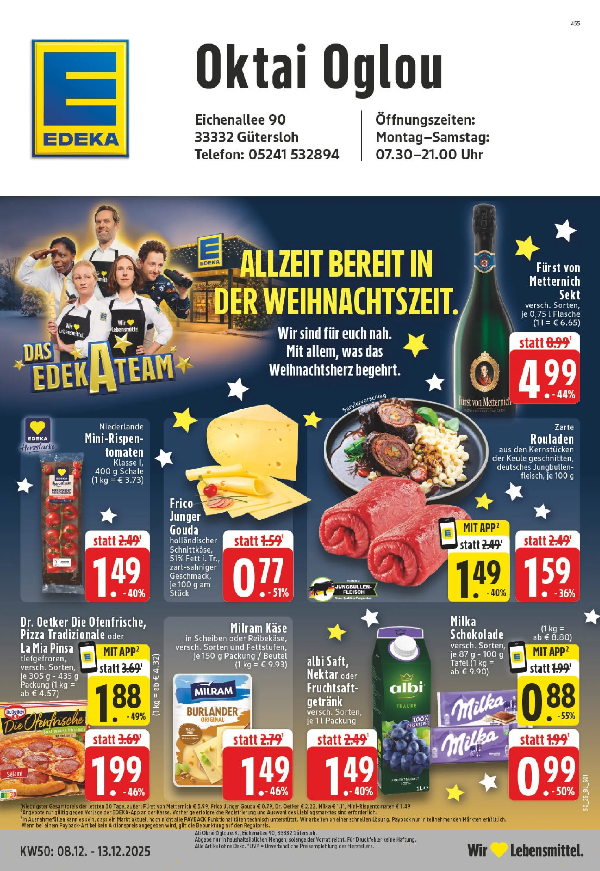 Edeka prospekt Gütersloh	 (ab 07.12.2025) » Angebote Online | Seite: 1 | Produkte: Gouda, Ofenfrische, Milram, Telefon