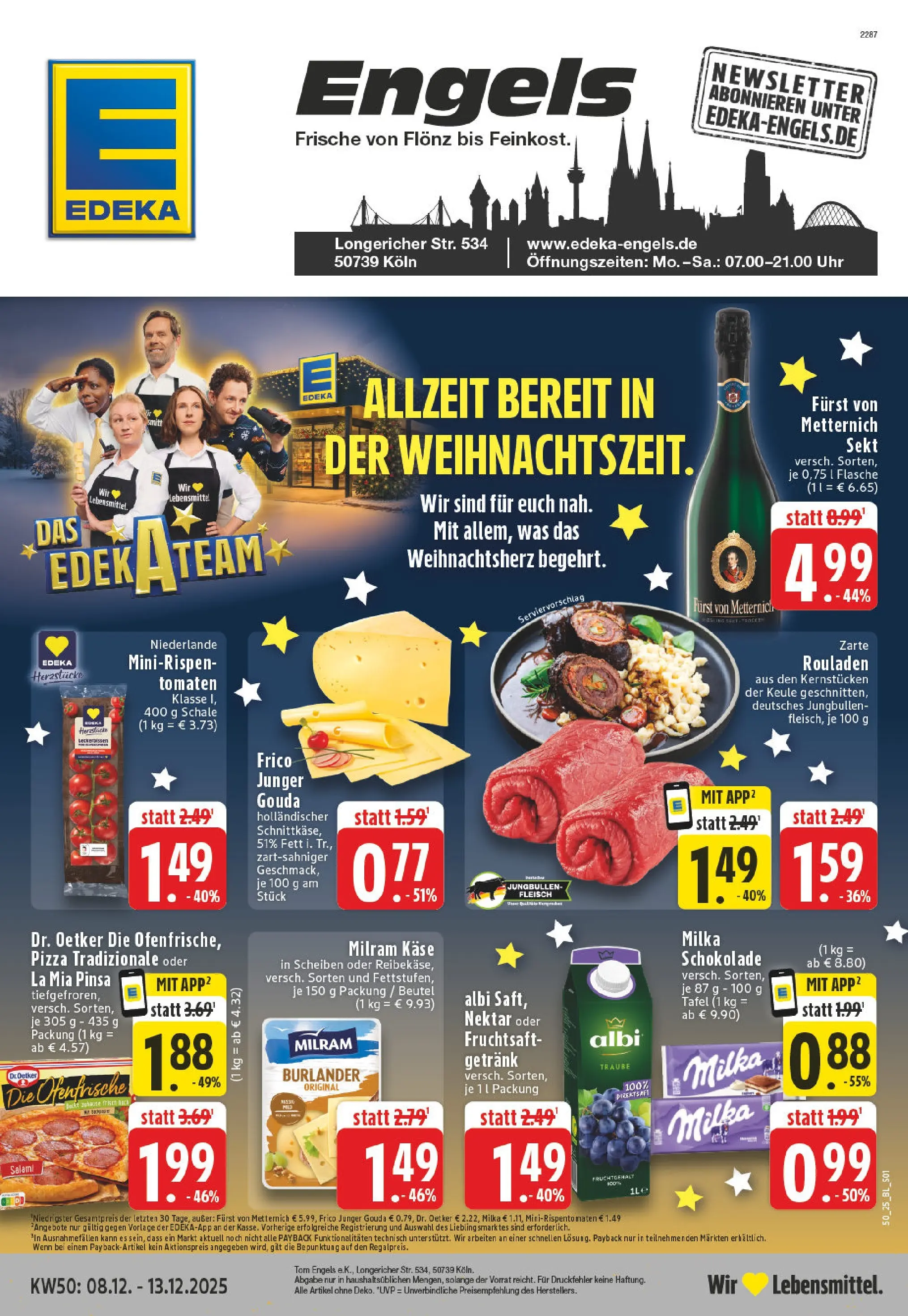 Edeka prospekt Köln-Longerich	 (ab 07.12.2025) » Angebote Online | Seite: 1 | Produkte: Sekt, Tomaten, Milram, Uhr