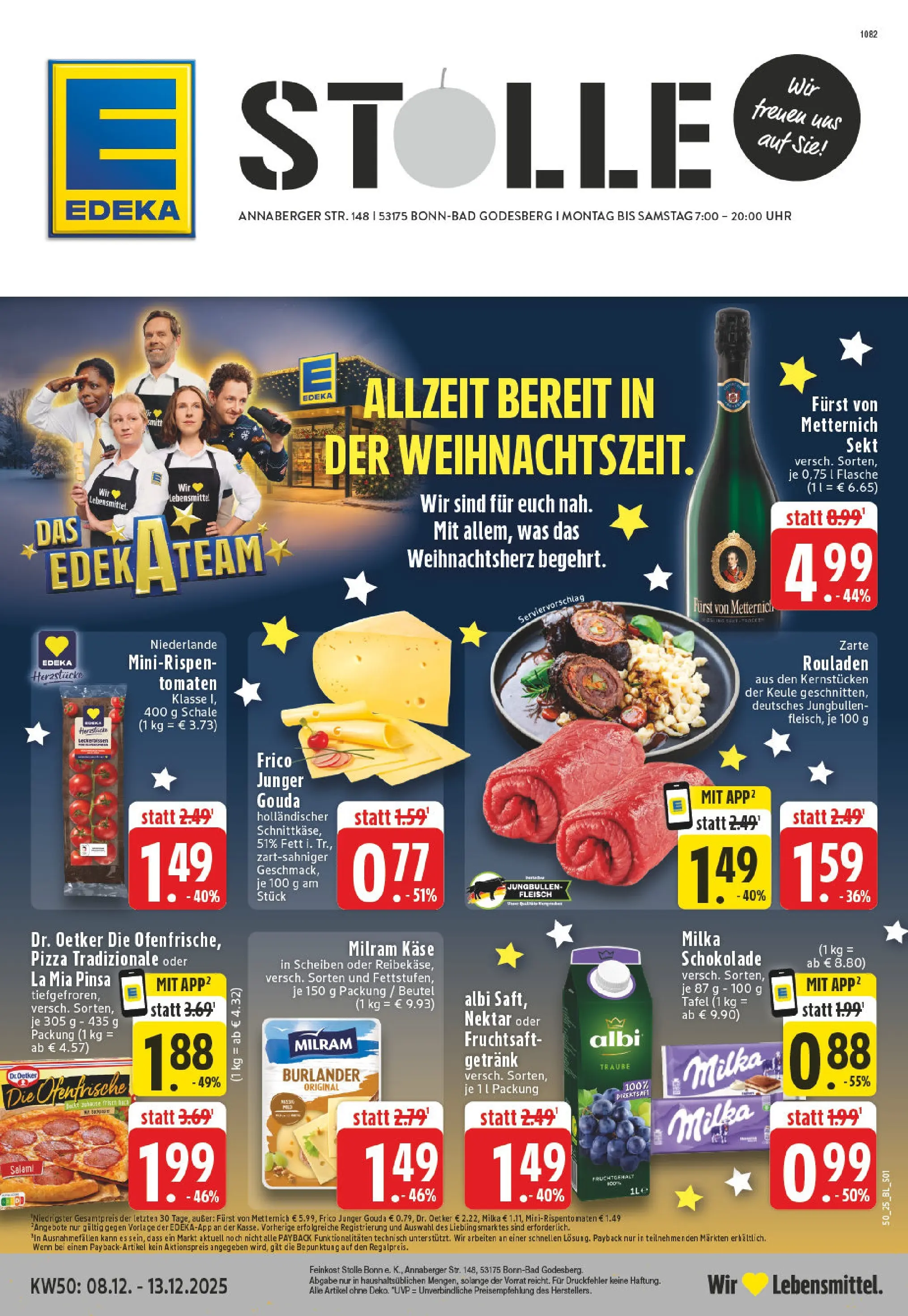 Edeka prospekt Bonn - Bad Godesberg	 (ab 07.12.2025) » Angebote Online | Seite: 1 | Produkte: Furst von metternich, Tomaten, Milka, Uhr