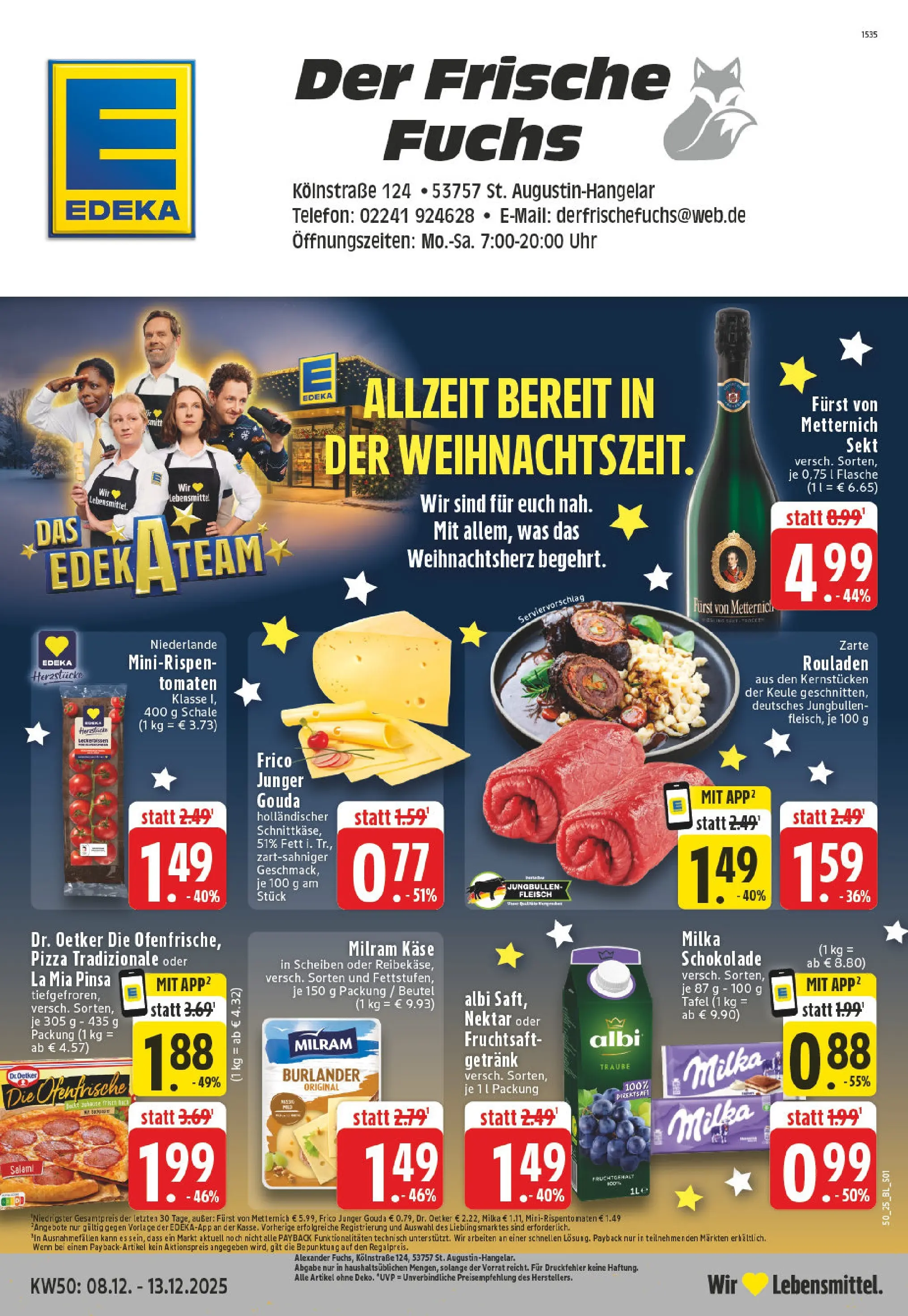 Edeka prospekt Sank Augustin	 (ab 07.12.2025) » Angebote Online | Seite: 1 | Produkte: Schokolade, Tomaten, Milram, Pizza