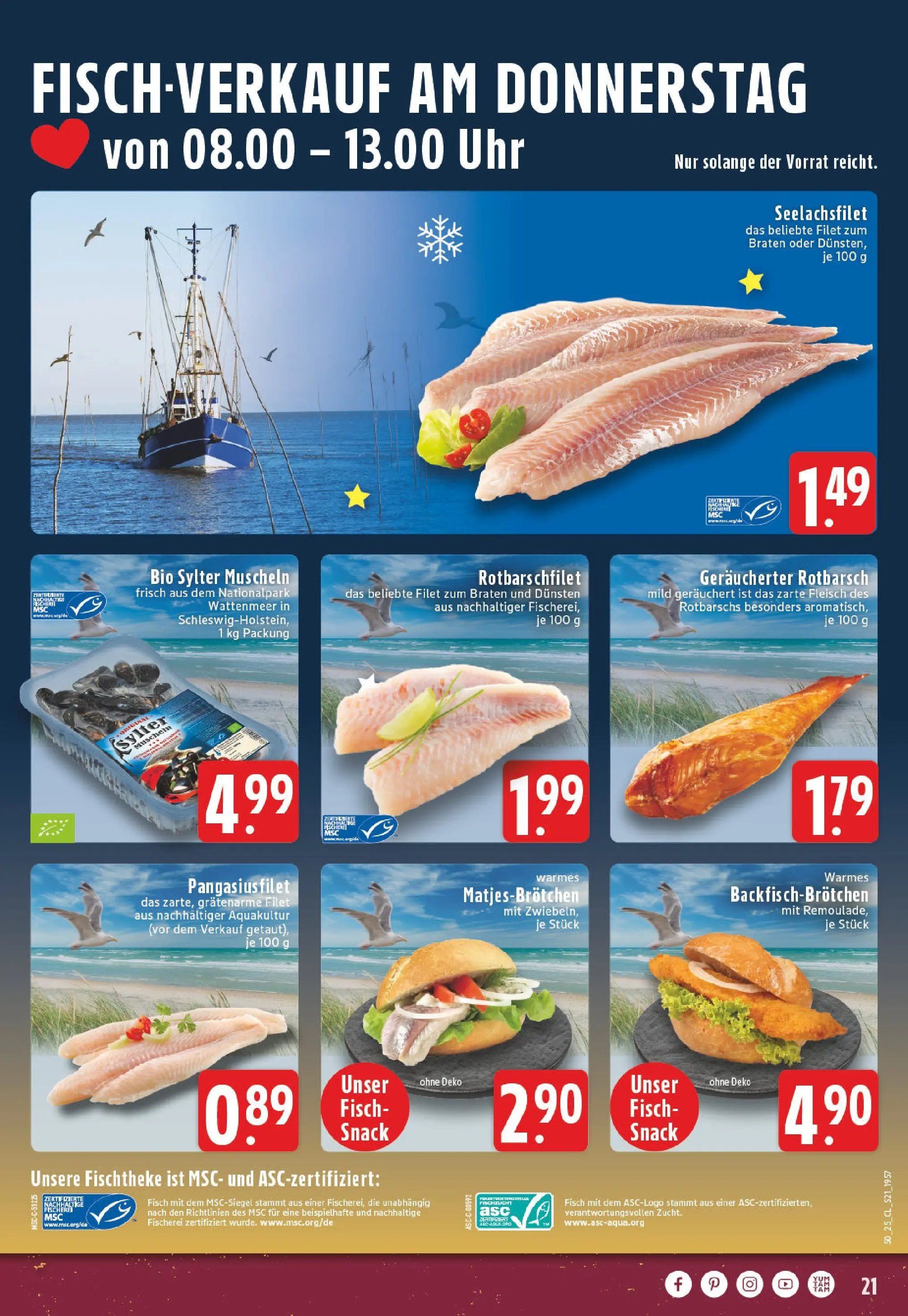 Edeka prospekt Leverkusen-Schlebusch	 (ab 07.12.2025) » Angebote Online | Seite: 21 | Produkte: Fisch, Fleisch, Uhr
