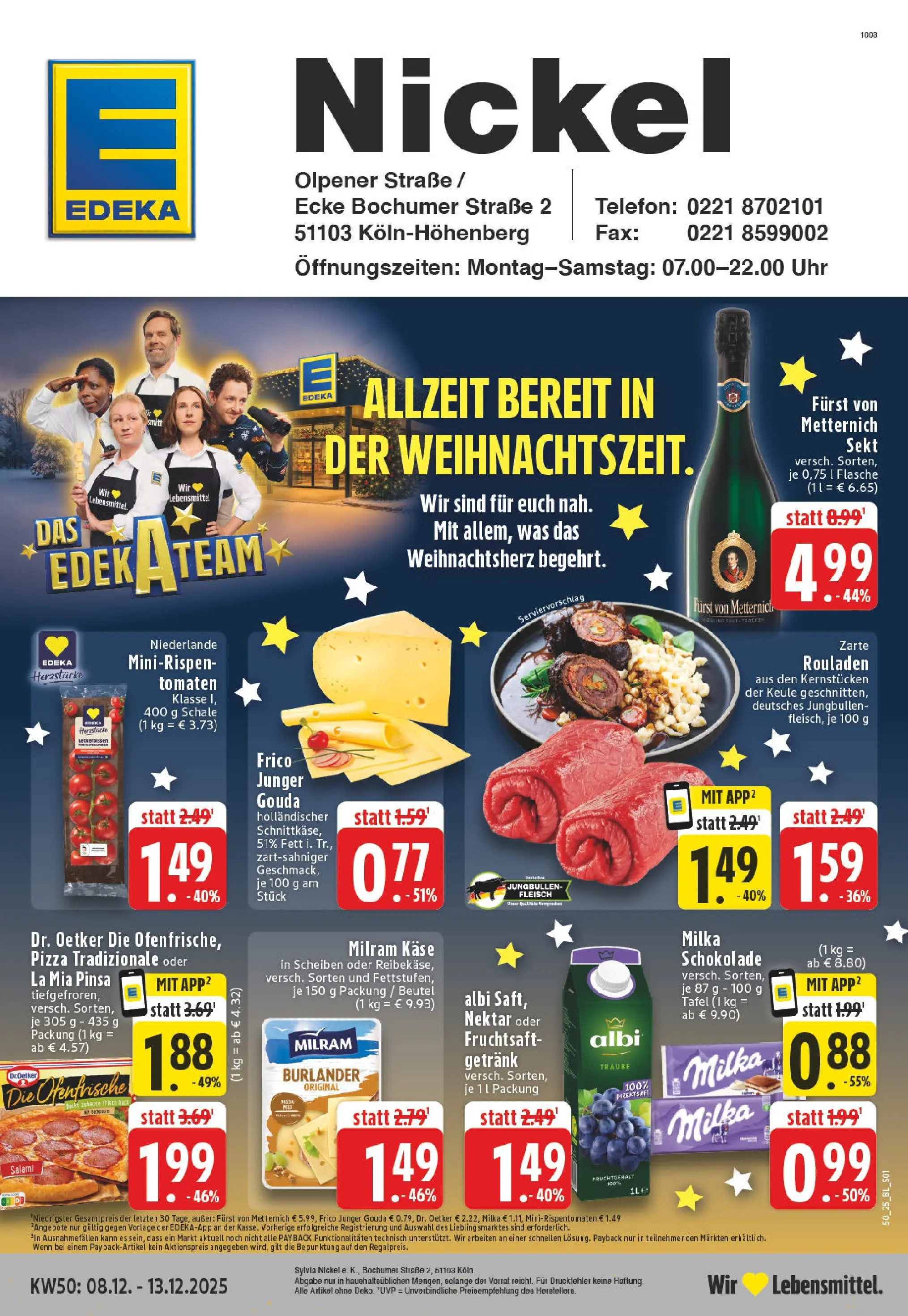 Edeka prospekt Köln	 (ab 07.12.2025) » Angebote Online | Seite: 1 | Produkte: Schokolade, Milka schokolade, Tomaten, Milka