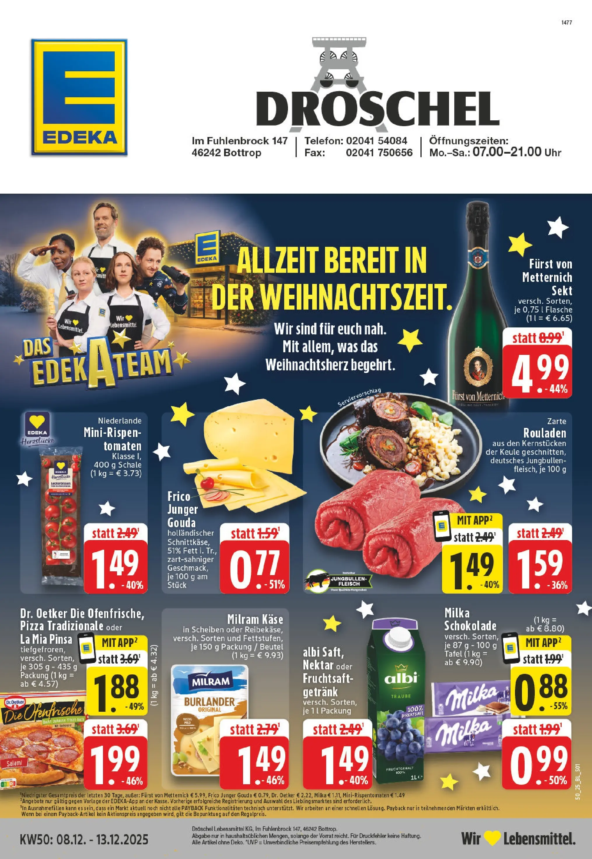 Edeka prospekt Bottrop	 (ab 07.12.2025) » Angebote Online | Seite: 1 | Produkte: Milka schokolade, Gouda, Pizza, Fleisch