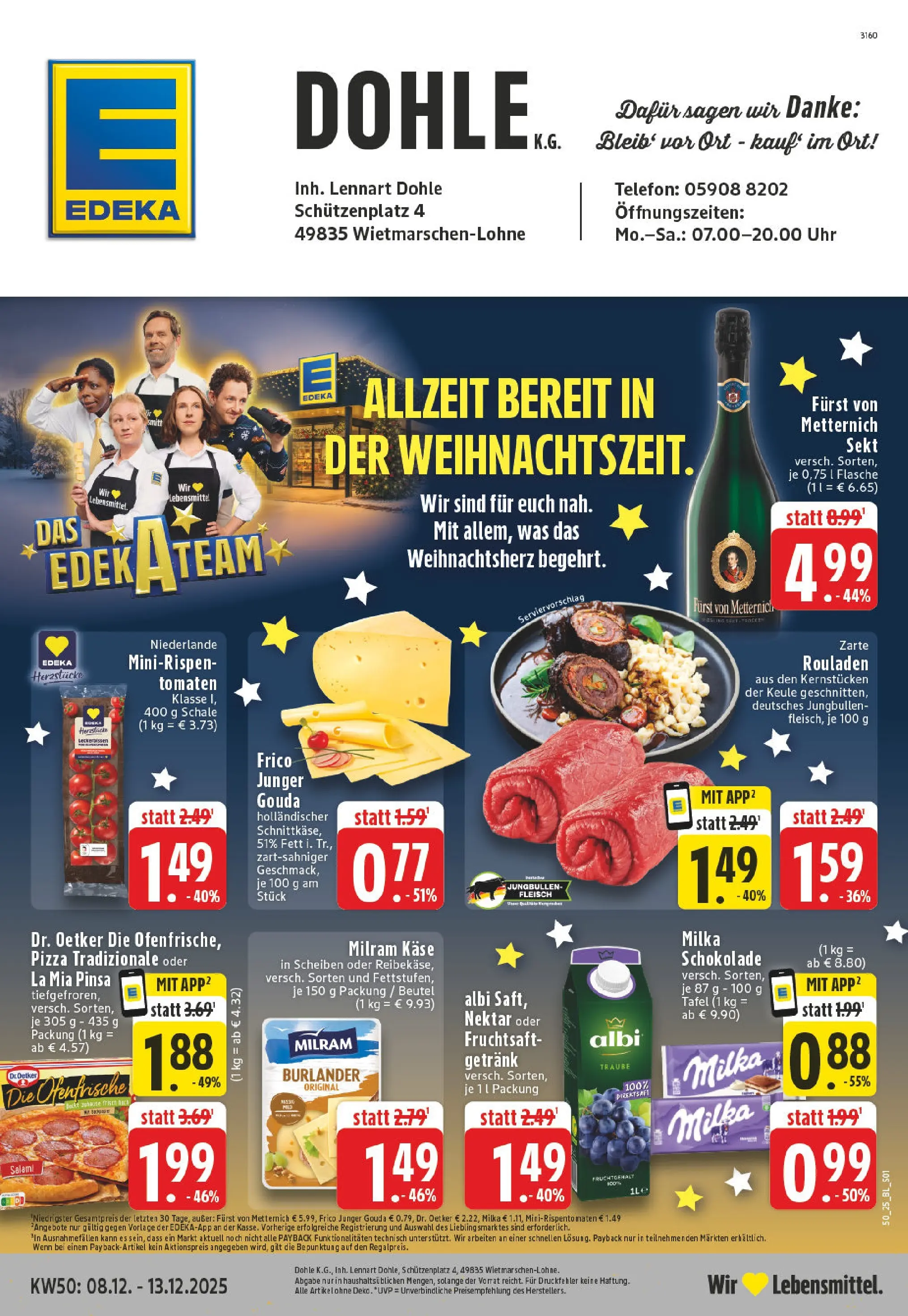 Edeka prospekt Lohne	 (ab 07.12.2025) » Angebote Online | Seite: 1 | Produkte: Furst von metternich, Milka schokolade, Milram, Pizza