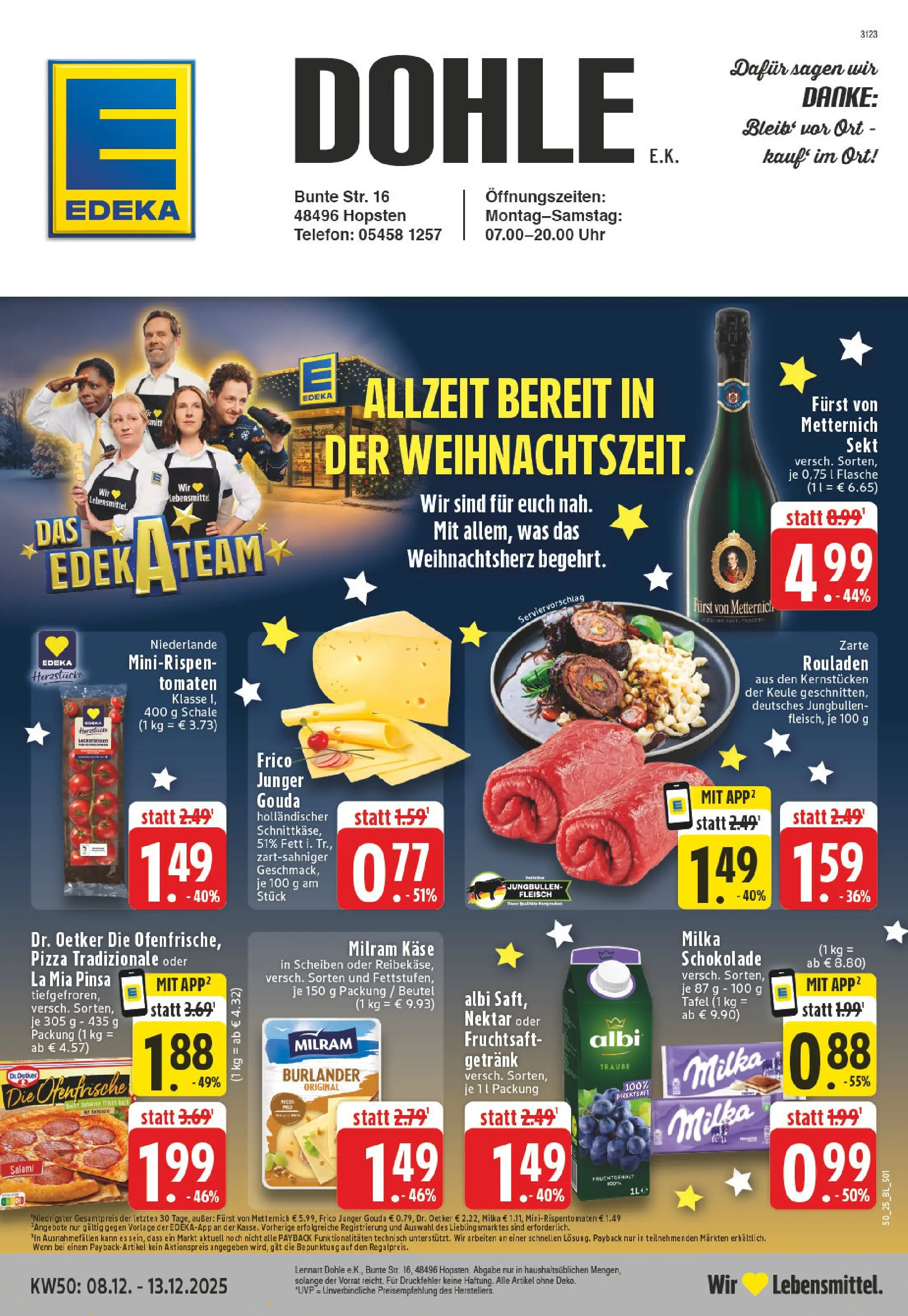 Edeka prospekt Hopsten	 (ab 07.12.2025) » Angebote Online | Seite: 1 | Produkte: Käse, Milka, Ofenfrische, Uhr