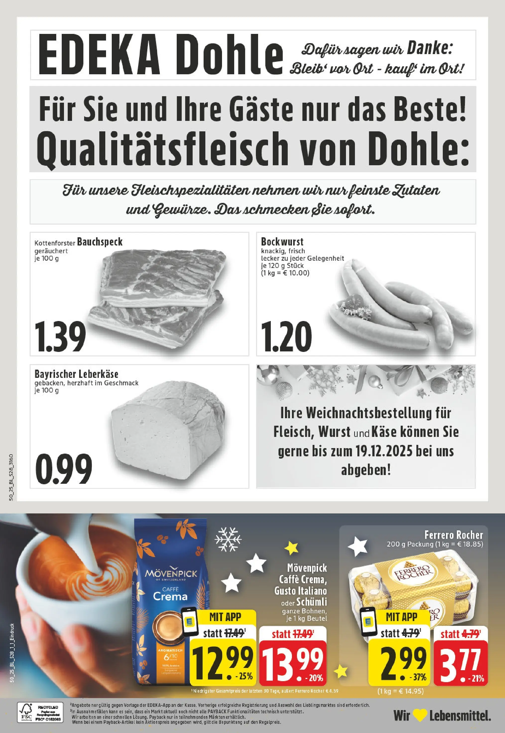 Edeka prospekt Lohne	 (ab 07.12.2025) » Angebote Online | Seite: 30 | Produkte: Bockwurst, Ferrero rocher, Käse, Leberkase