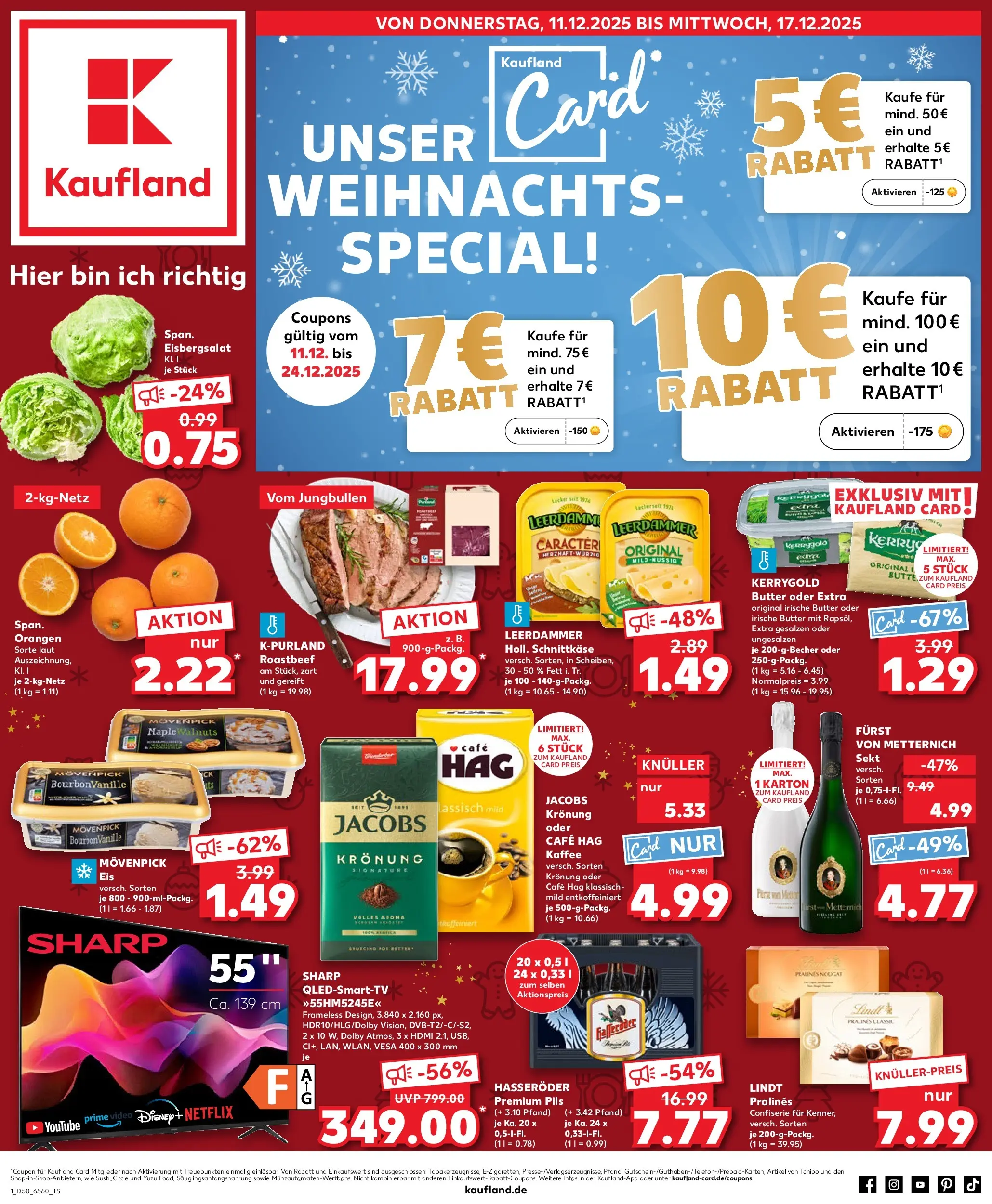 Prospekt Kaufland ab 11.12.2025 » Angebote Online zum Blättern | Seite: 1 | Produkte: Pils, Orangen, Eisbergsalat, Kerrygold butter