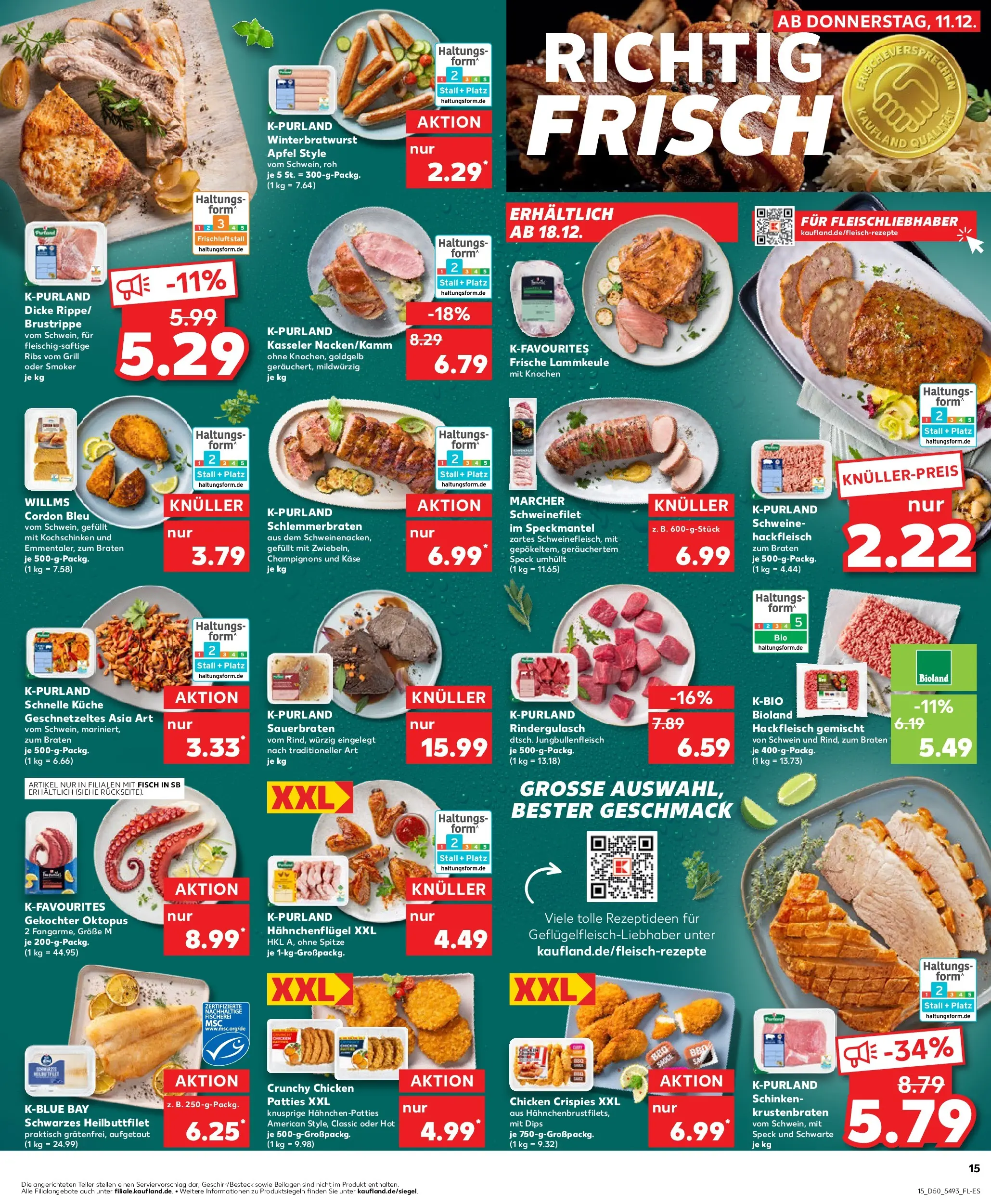 Prospekt Kaufland ab 11.12.2025 » Angebote Online zum Blättern | Seite: 15 | Produkte: Lammkeule, Küche, Fisch, Schinken