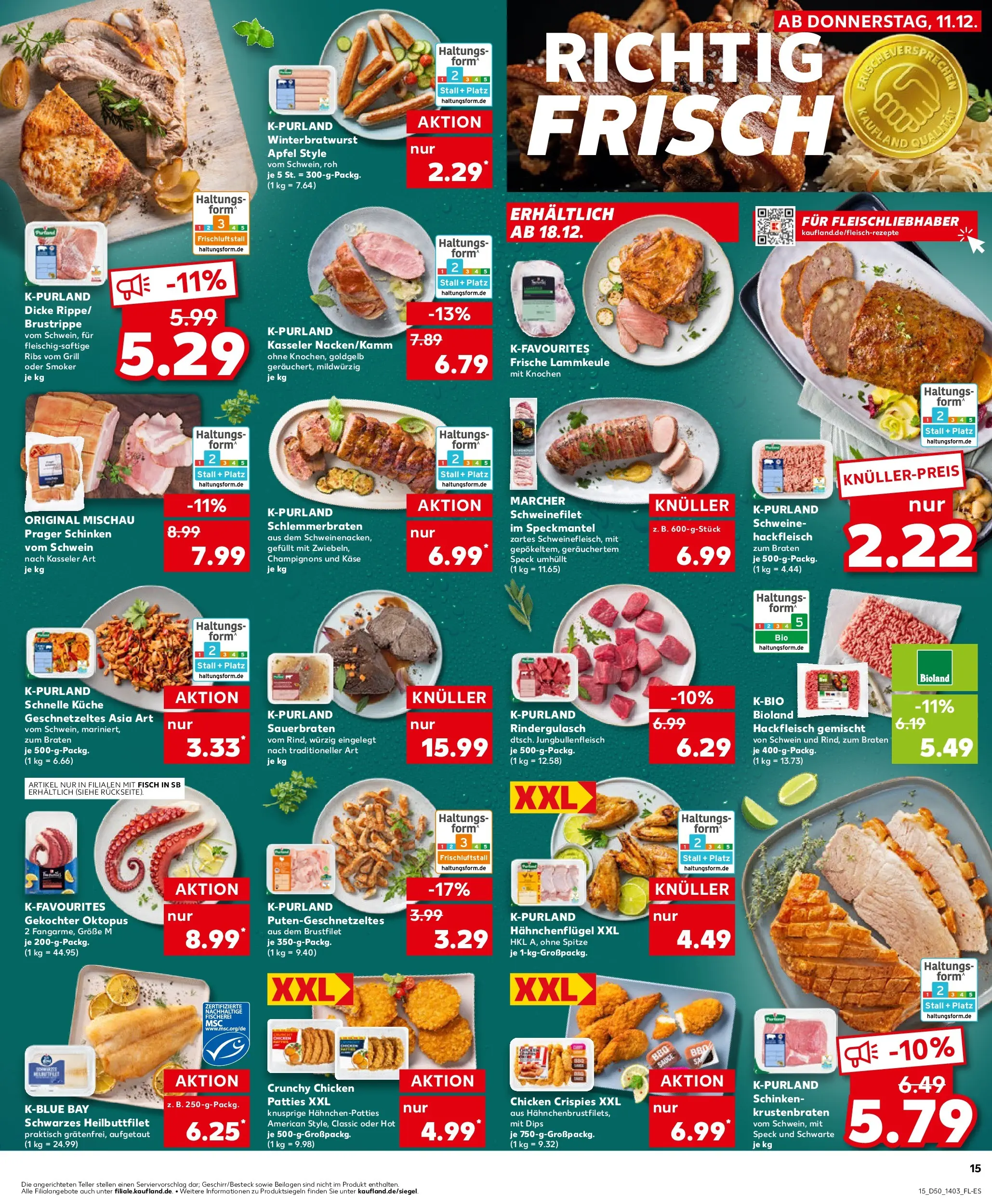 Prospekt Kaufland ab 11.12.2025 » Angebote Online zum Blättern | Seite: 15 | Produkte: Küche, Schweinefilet, Champignons, Schinken