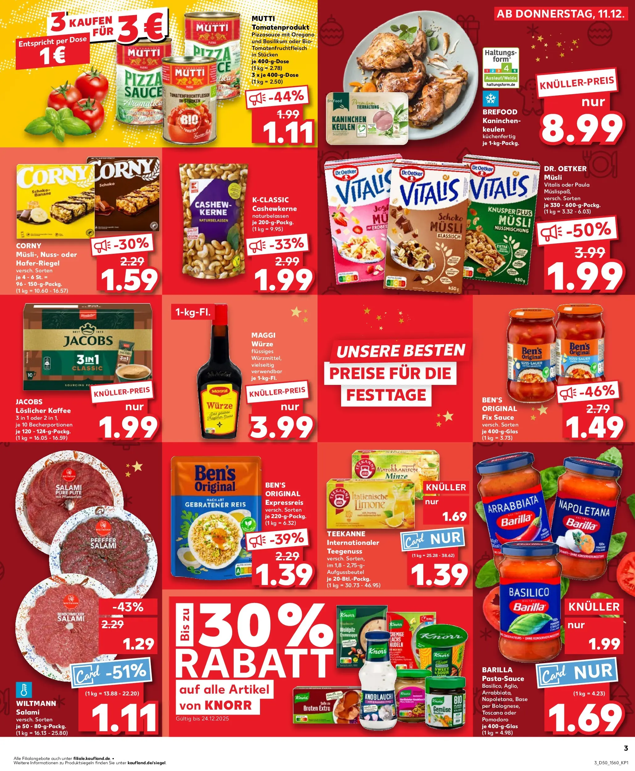 Prospekt Kaufland ab 11.12.2025 » Angebote Online zum Blättern | Seite: 3 | Produkte: Barilla, Lachs, Knoblauch, Pizza