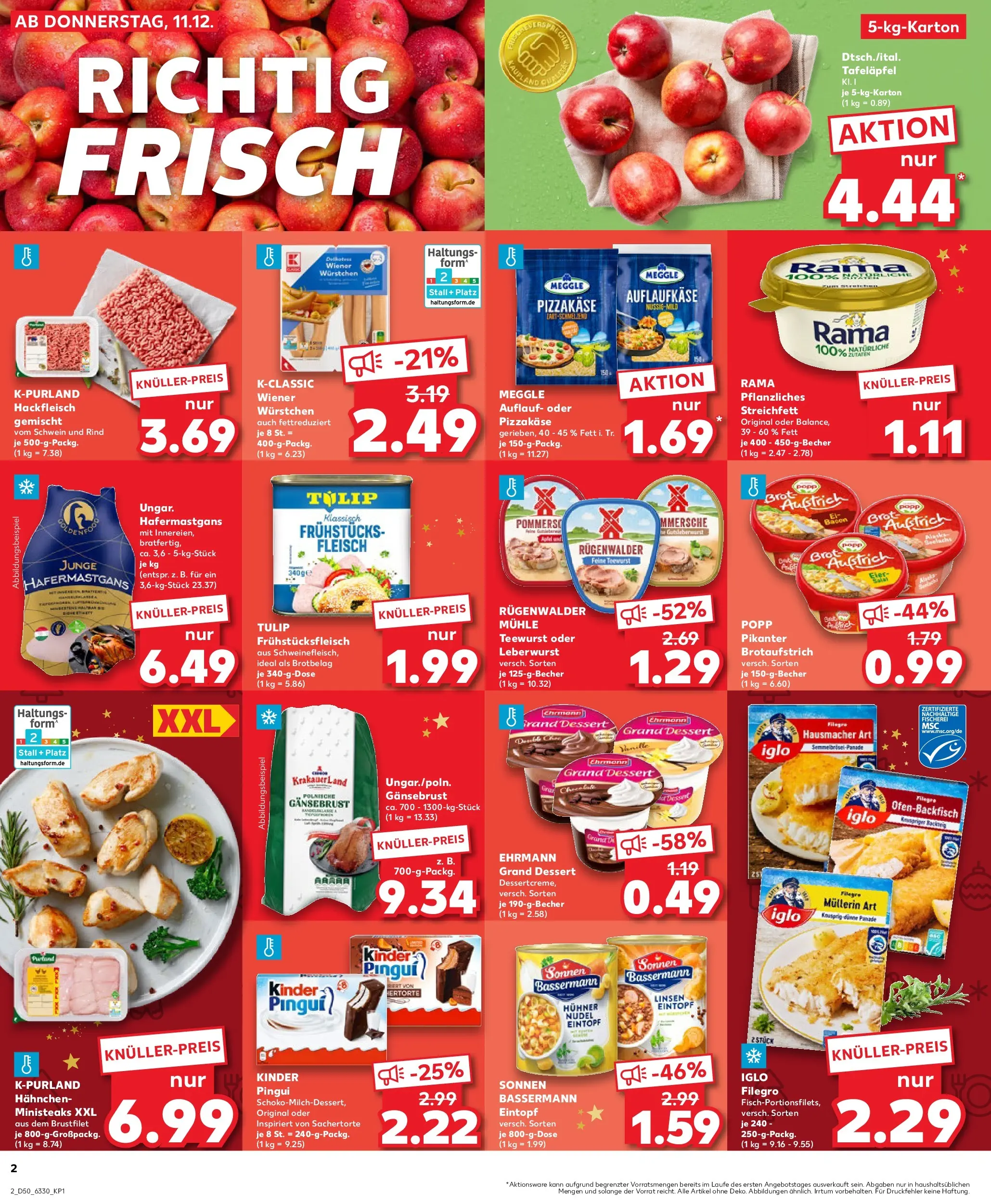 Prospekt Kaufland ab 11.12.2025 » Angebote Online zum Blättern | Seite: 2 | Produkte: Mühle, Rama, Wiener wurstchen, Iglo