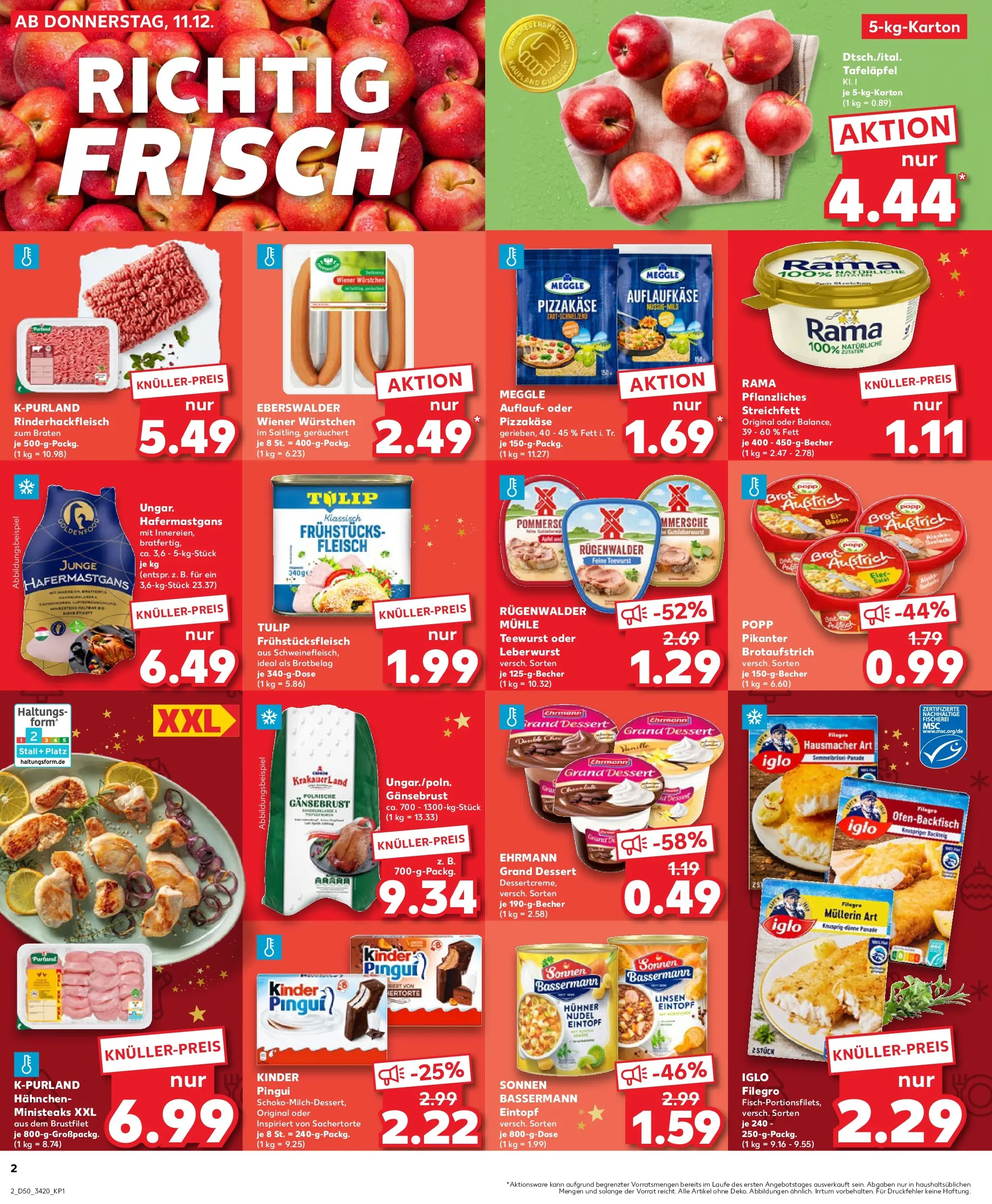 Prospekt Kaufland ab 11.12.2025 » Angebote Online zum Blättern | Seite: 2 | Produkte: Mühle, Rama, Wiener wurstchen, Brot