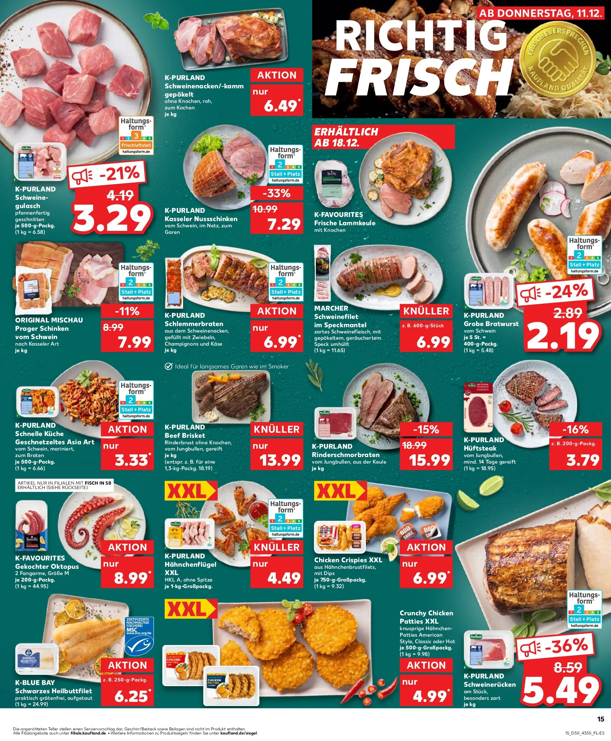 Prospekt Kaufland ab 11.12.2025 » Angebote Online zum Blättern | Seite: 15 | Produkte: Lammkeule, Bratwurst, Champignons, Gulasch