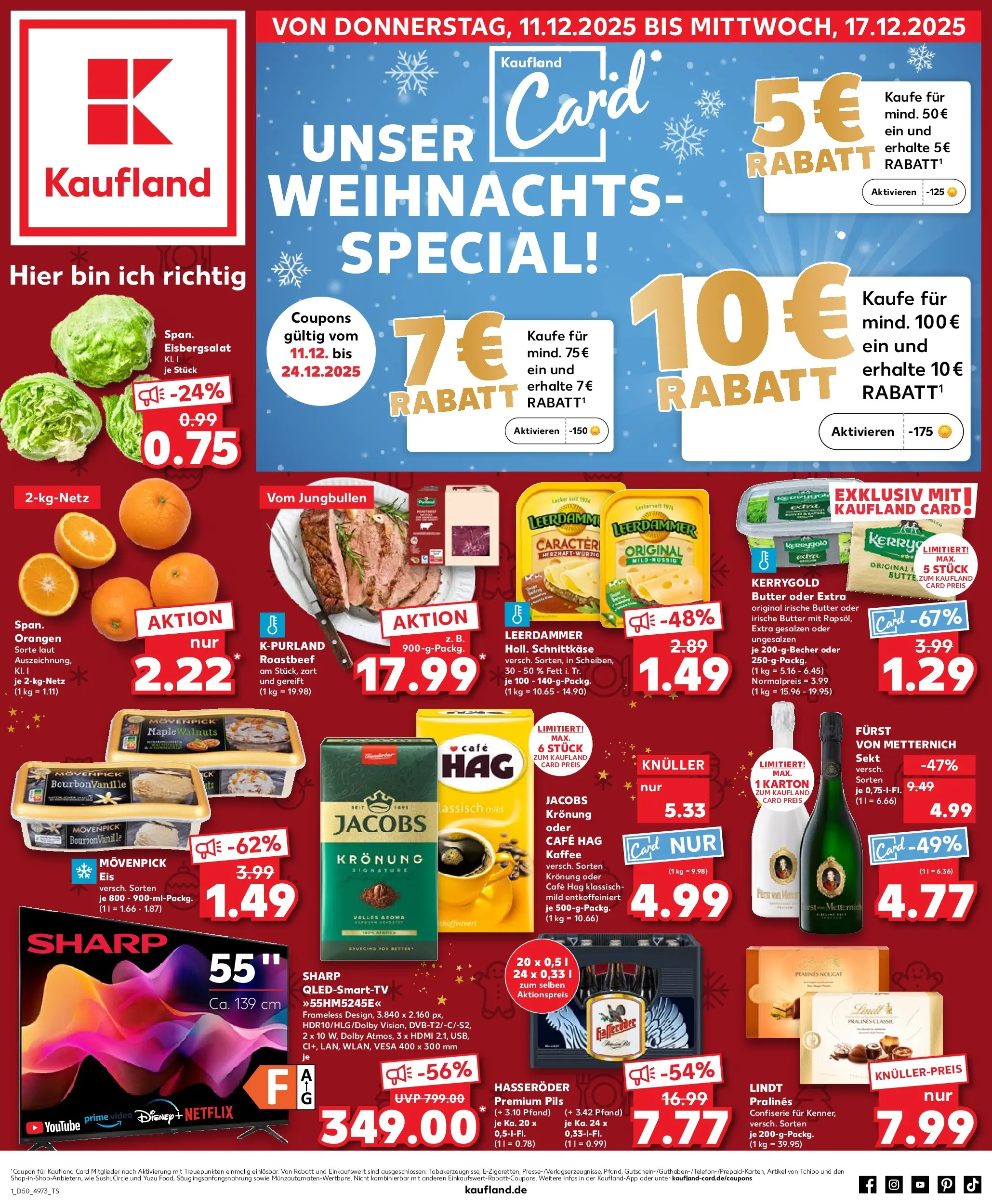 Prospekt Kaufland ab 11.12.2025 » Angebote Online zum Blättern | Seite: 1 | Produkte: Butter, Kaffee, Pils, Video