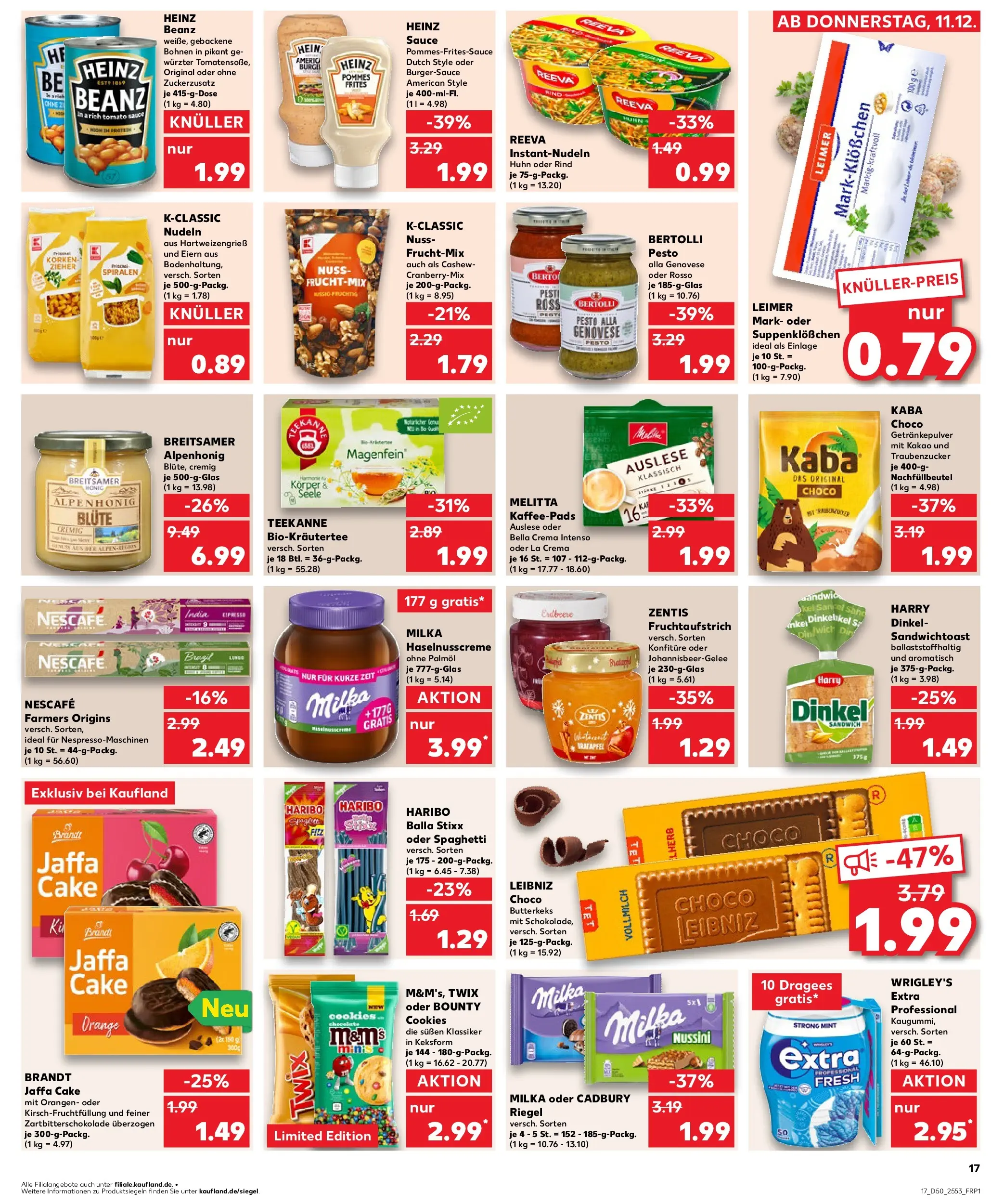 Prospekt Kaufland ab 10.12.2025 » Angebote Online zum Blättern | Seite: 17 | Produkte: Kaffeepads, Nescafe, Orangen, M&M's