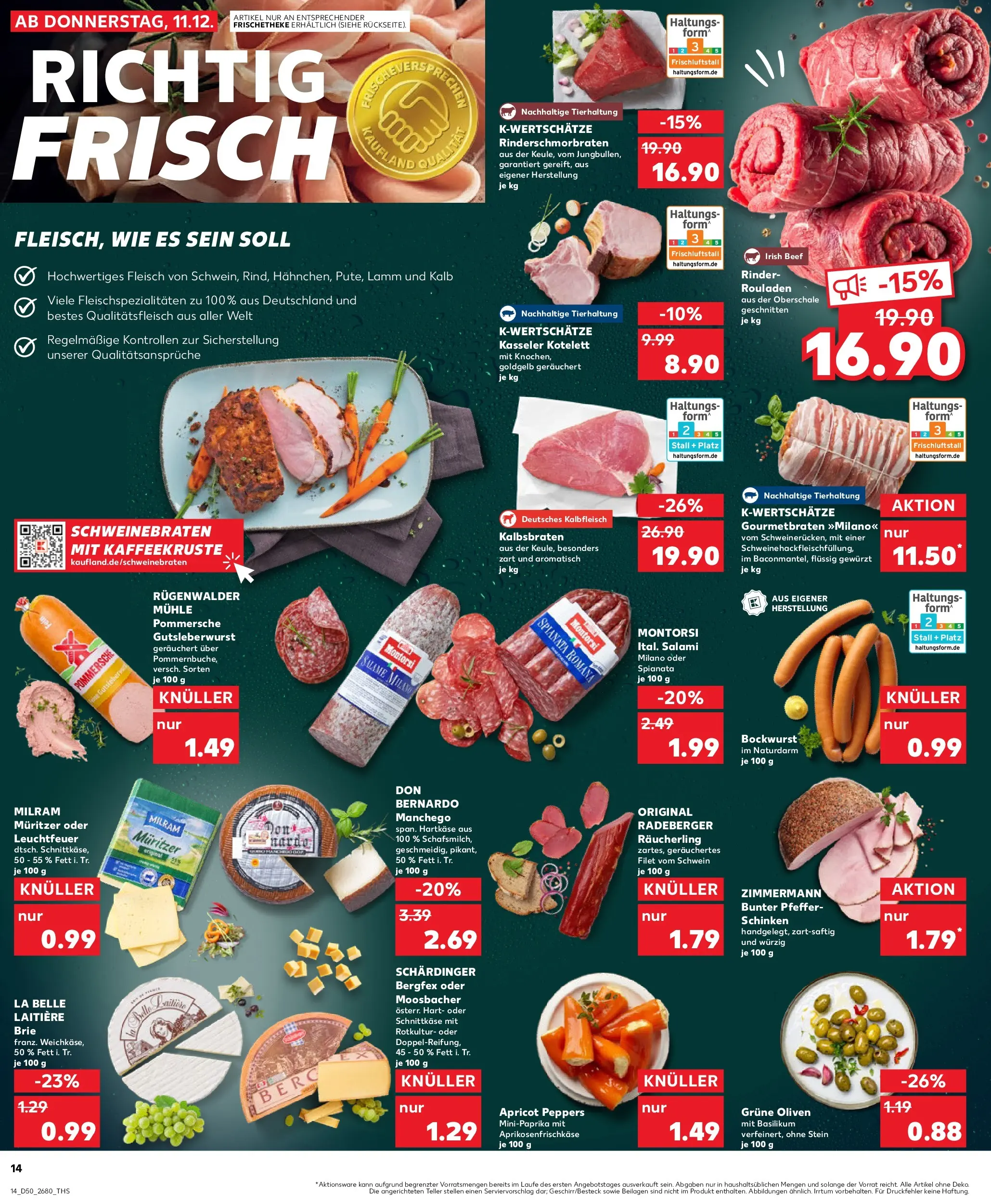 Prospekt Kaufland ab 11.12.2025 » Angebote Online zum Blättern | Seite: 14 | Produkte: Bockwurst, Mühle, Milram, Pfeffer