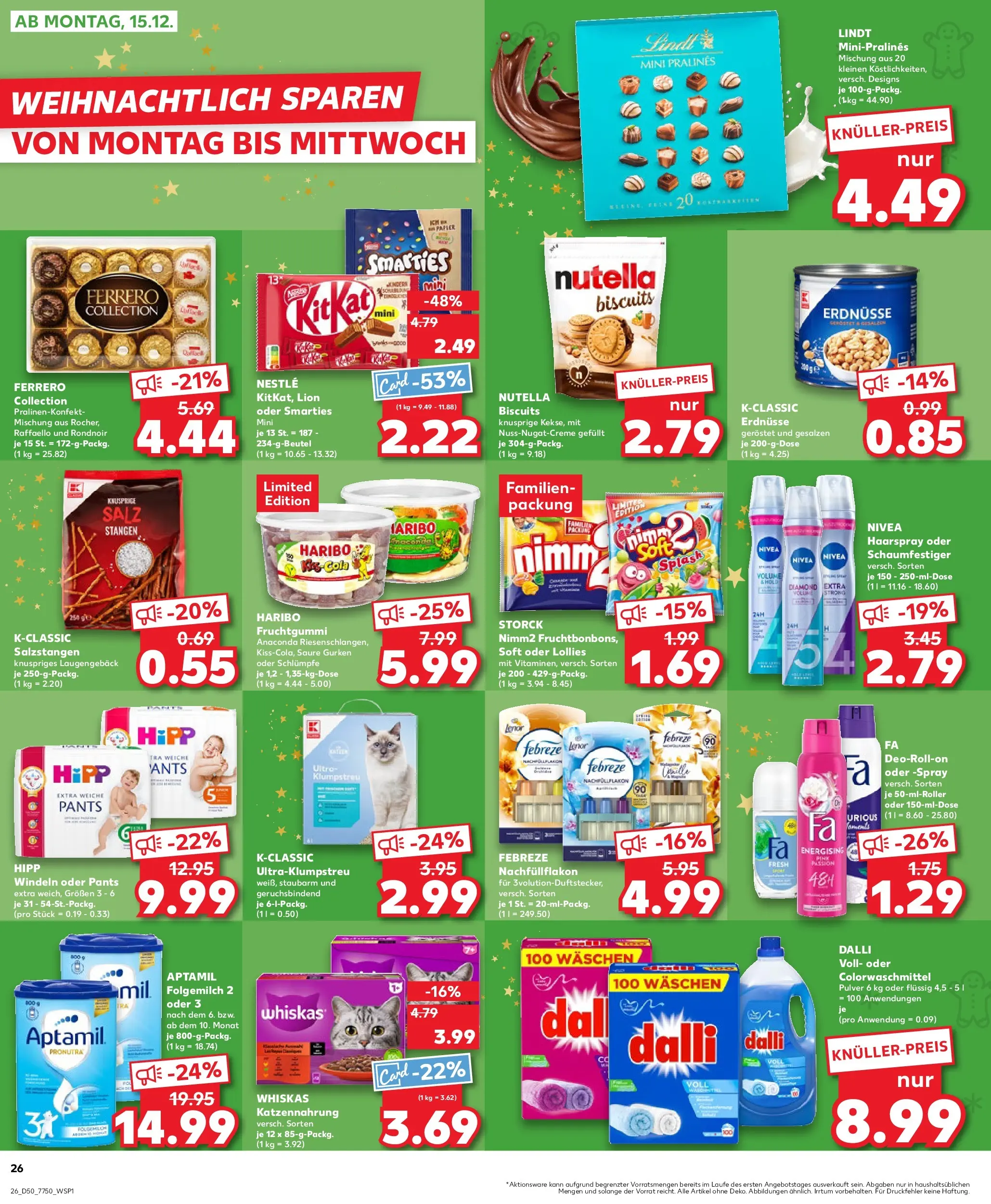 Prospekt Kaufland ab 11.12.2025 » Angebote Online zum Blättern | Seite: 26 | Produkte: Lenor, Erdnüsse, Haarspray, Lindt