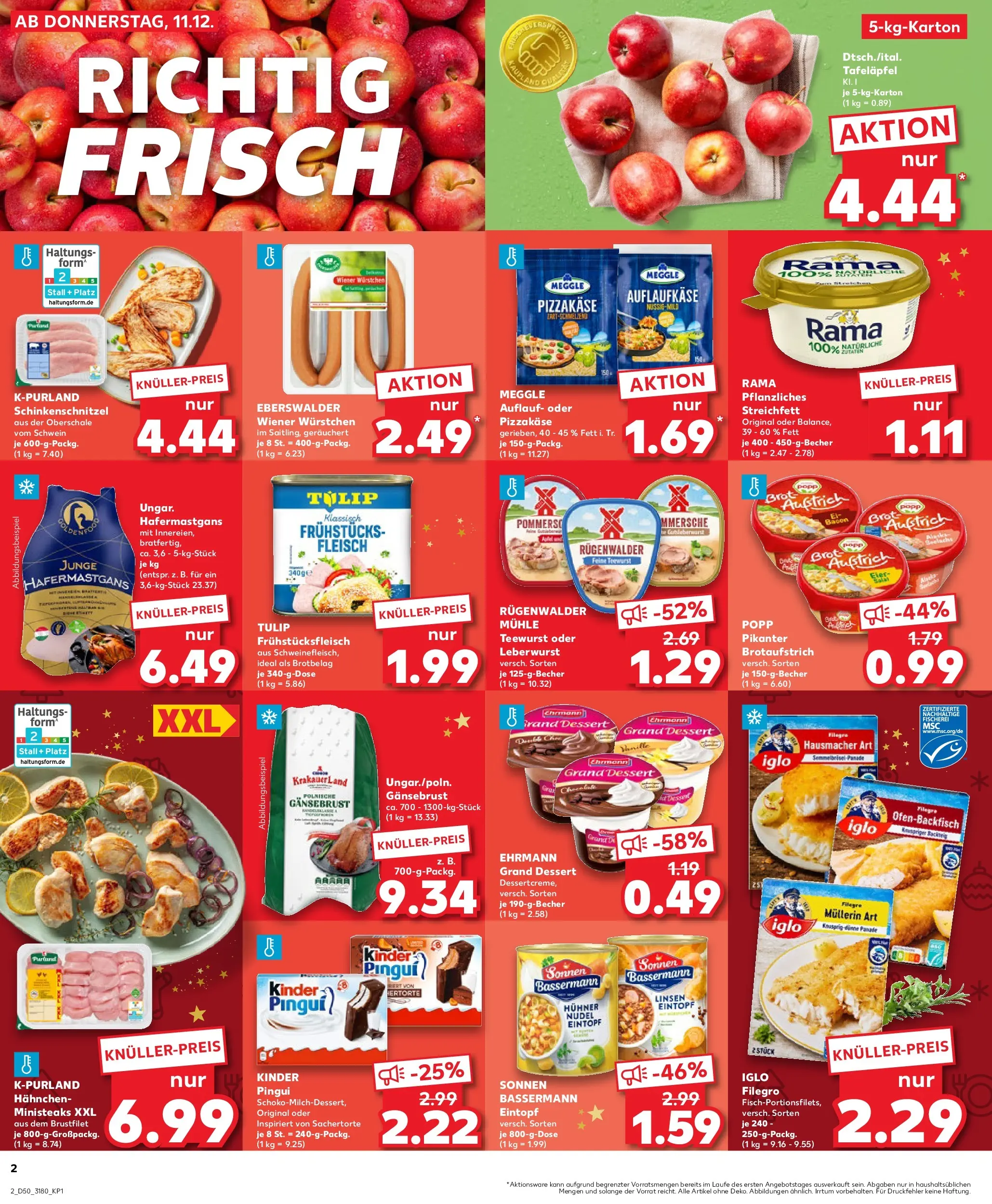 Prospekt Kaufland ab 11.12.2025 » Angebote Online zum Blättern | Seite: 2 | Produkte: Mühle, Hahnchen, Rama, Schnitzel