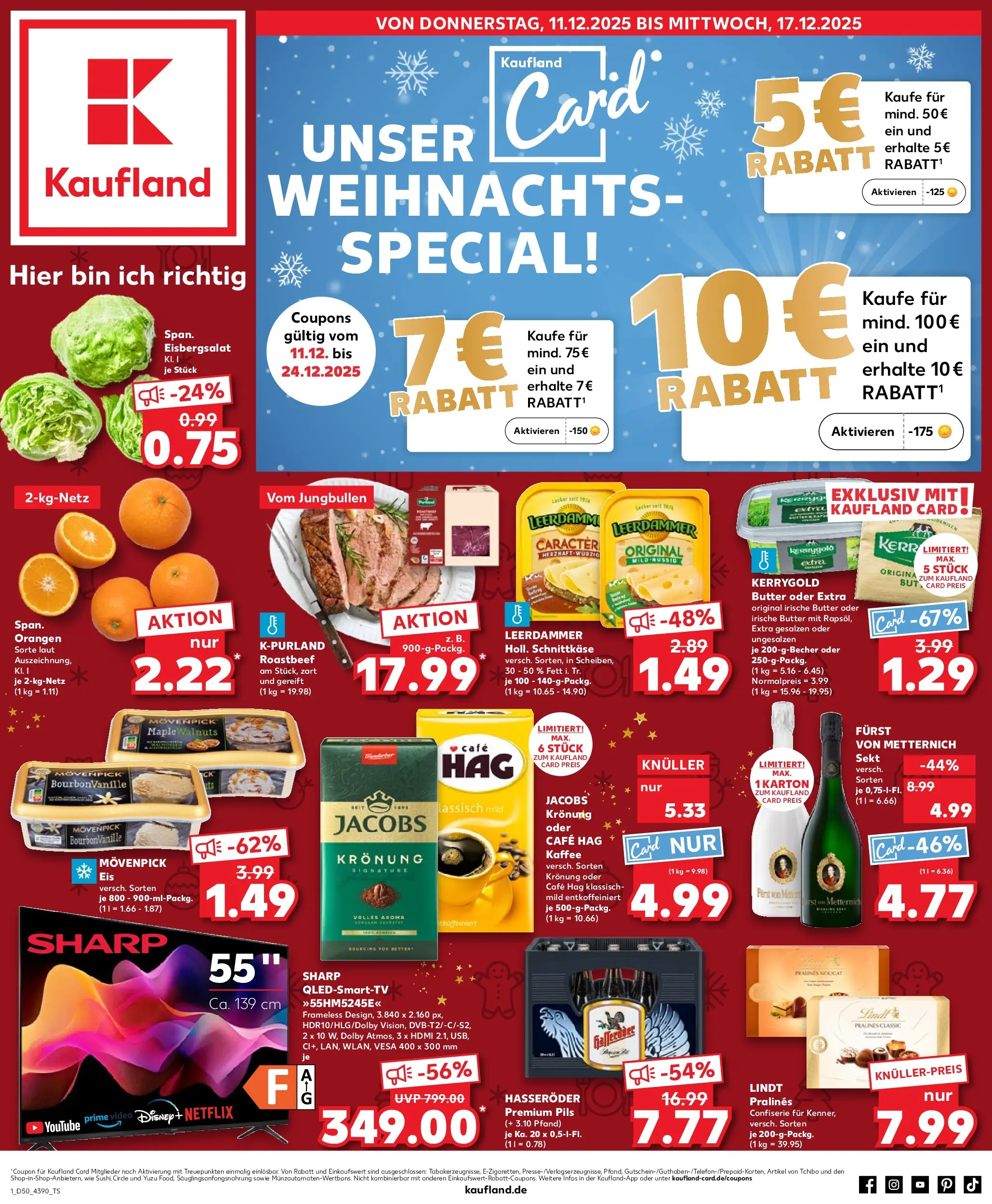Prospekt Kaufland ab 11.12.2025 » Angebote Online zum Blättern | Seite: 1 | Produkte: Pils, Smart TV, Movenpick kaffee, Video