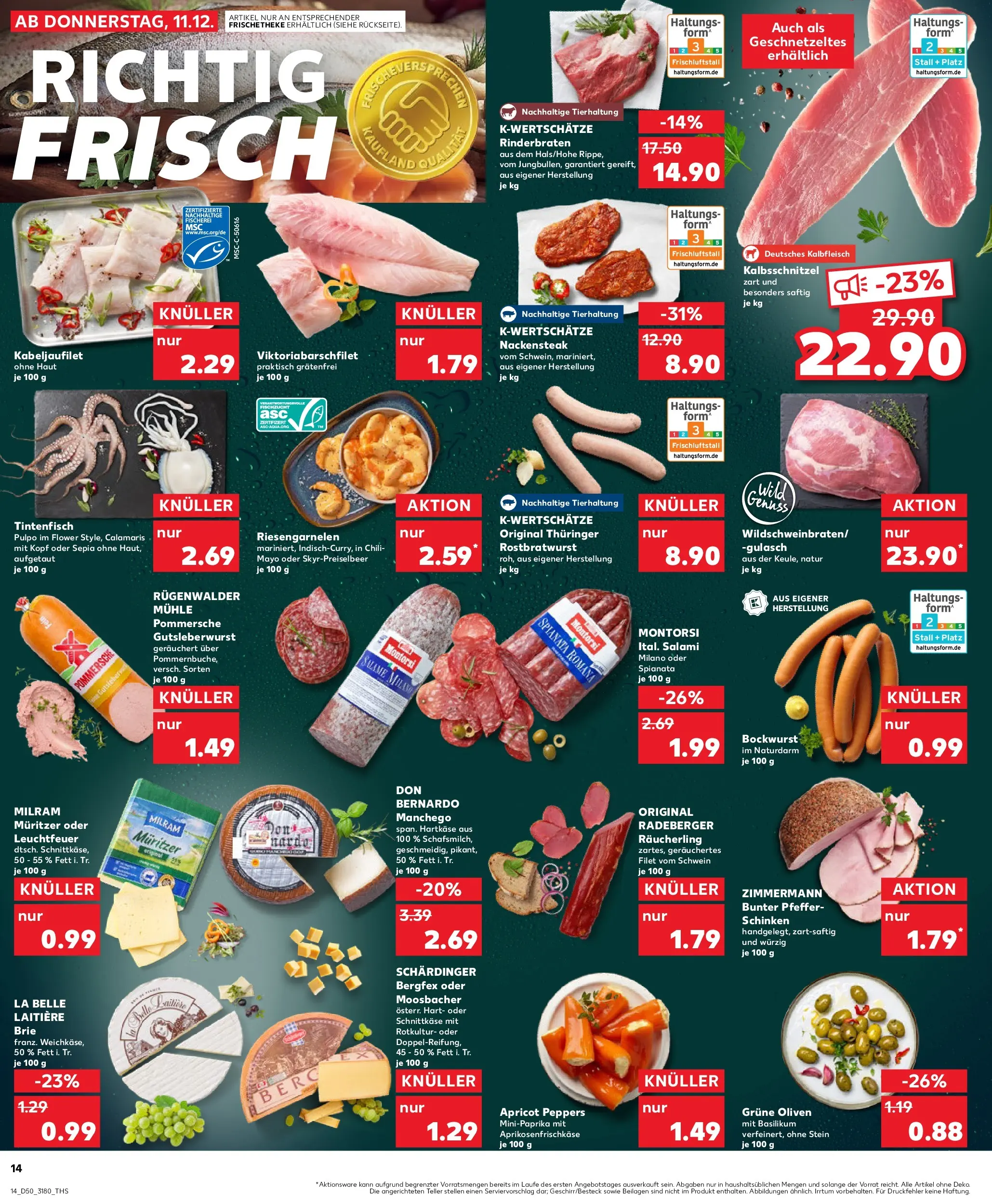 Prospekt Kaufland ab 11.12.2025 » Angebote Online zum Blättern | Seite: 14 | Produkte: Mühle, Milram, Schinken, Steak