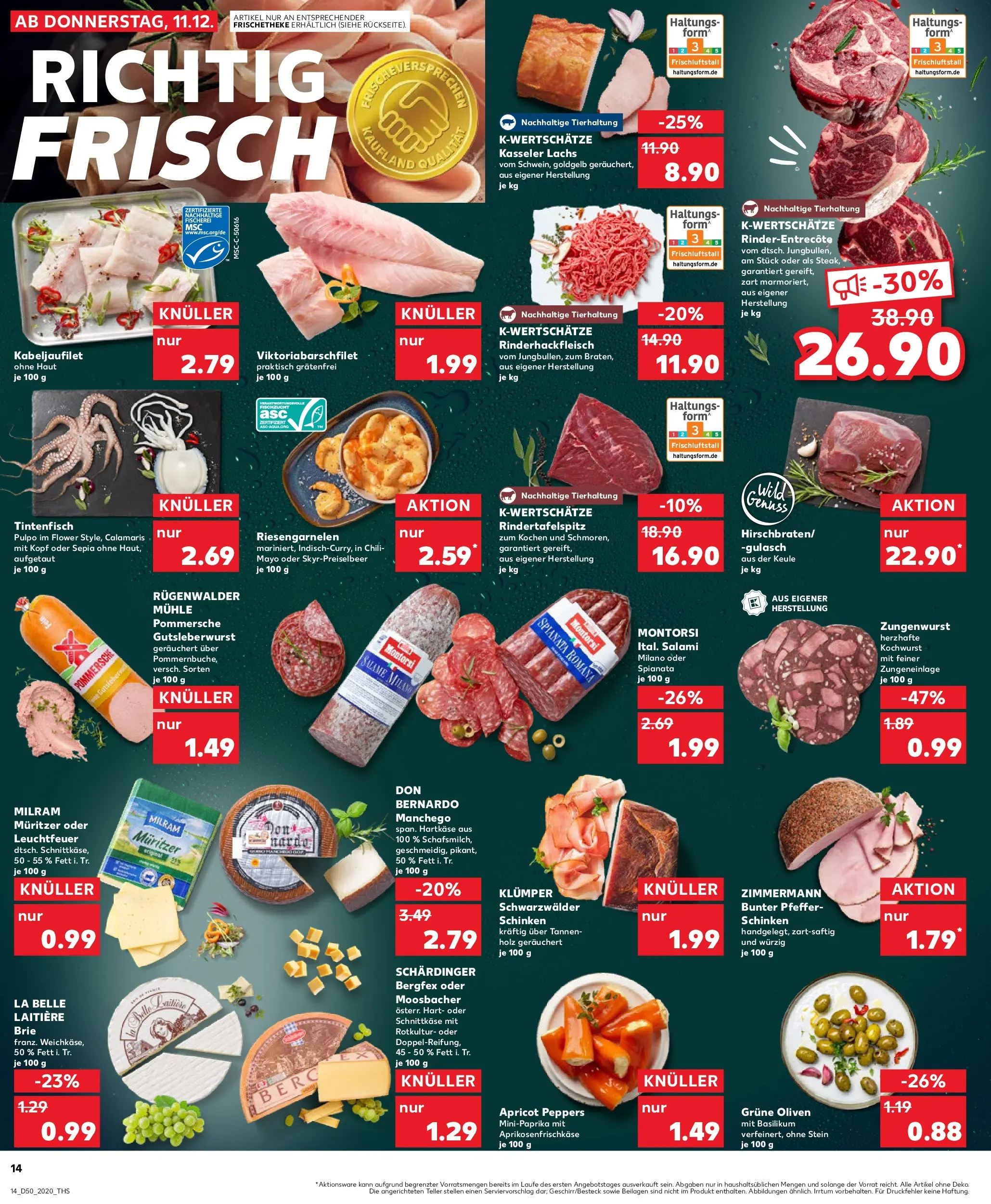 Prospekt Kaufland ab 11.12.2025 » Angebote Online zum Blättern | Seite: 14 | Produkte: Mühle, Milram, Pfeffer, Salami
