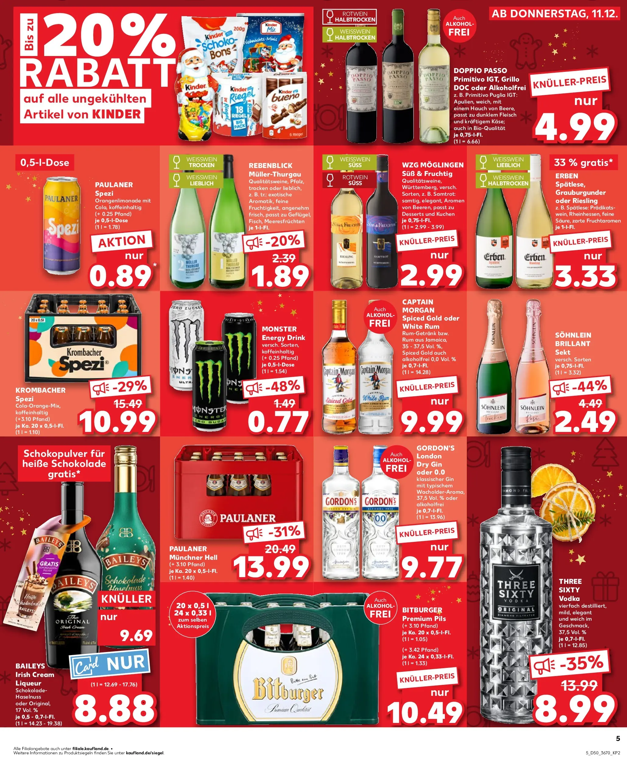 Prospekt Kaufland ab 11.12.2025 » Angebote Online zum Blättern | Seite: 5 | Produkte: Bitburger, Schokolade, Weißwein trocken, Monster